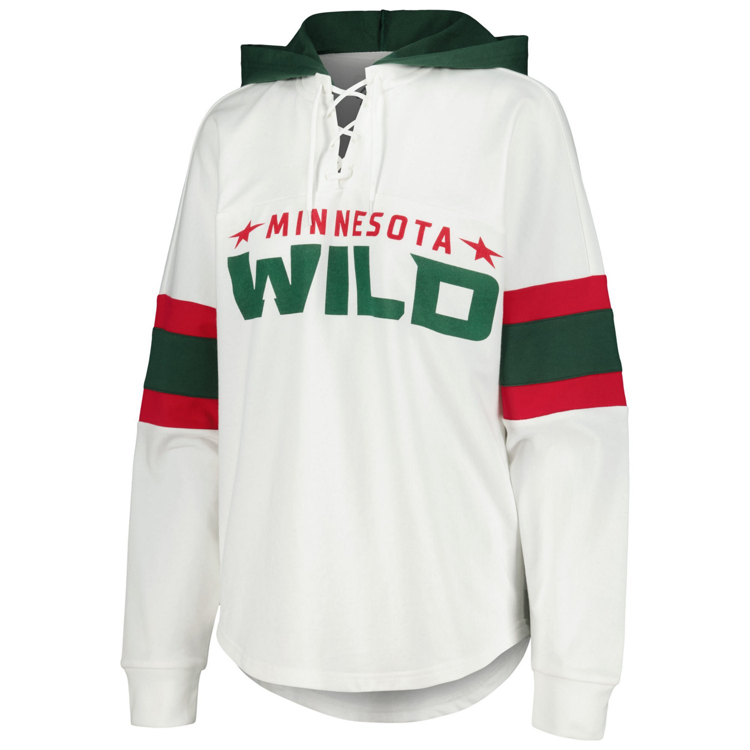 G-III 4Her by Carl Banks Green Minnesota Wild Goal Zone Long Sleeve Lace-Up Hoodie T-Shirt - view number 2