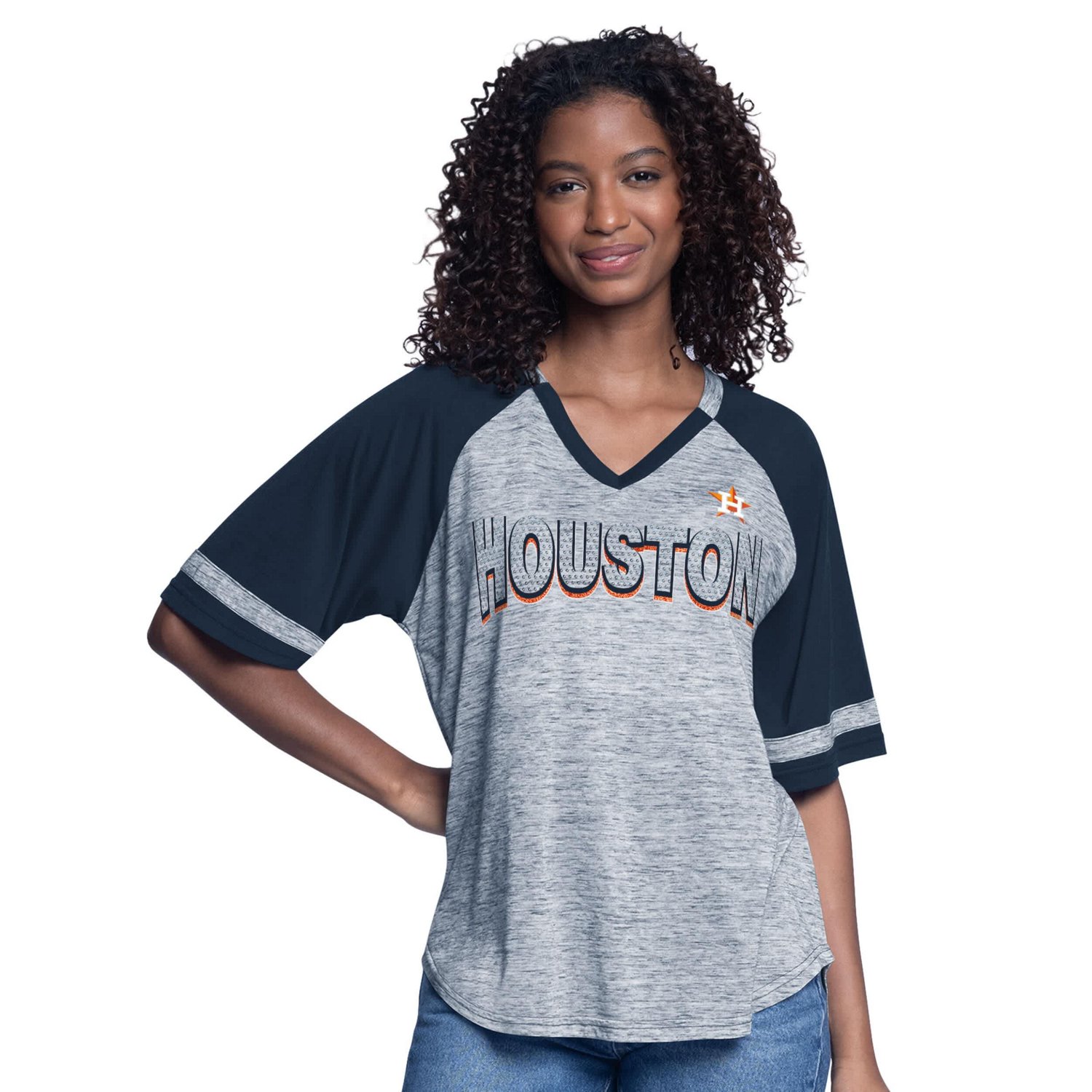 G-III 4Her by Carl Banks Houston Astros Hall of Fame Raglan Oversized Half-Sleeve Top