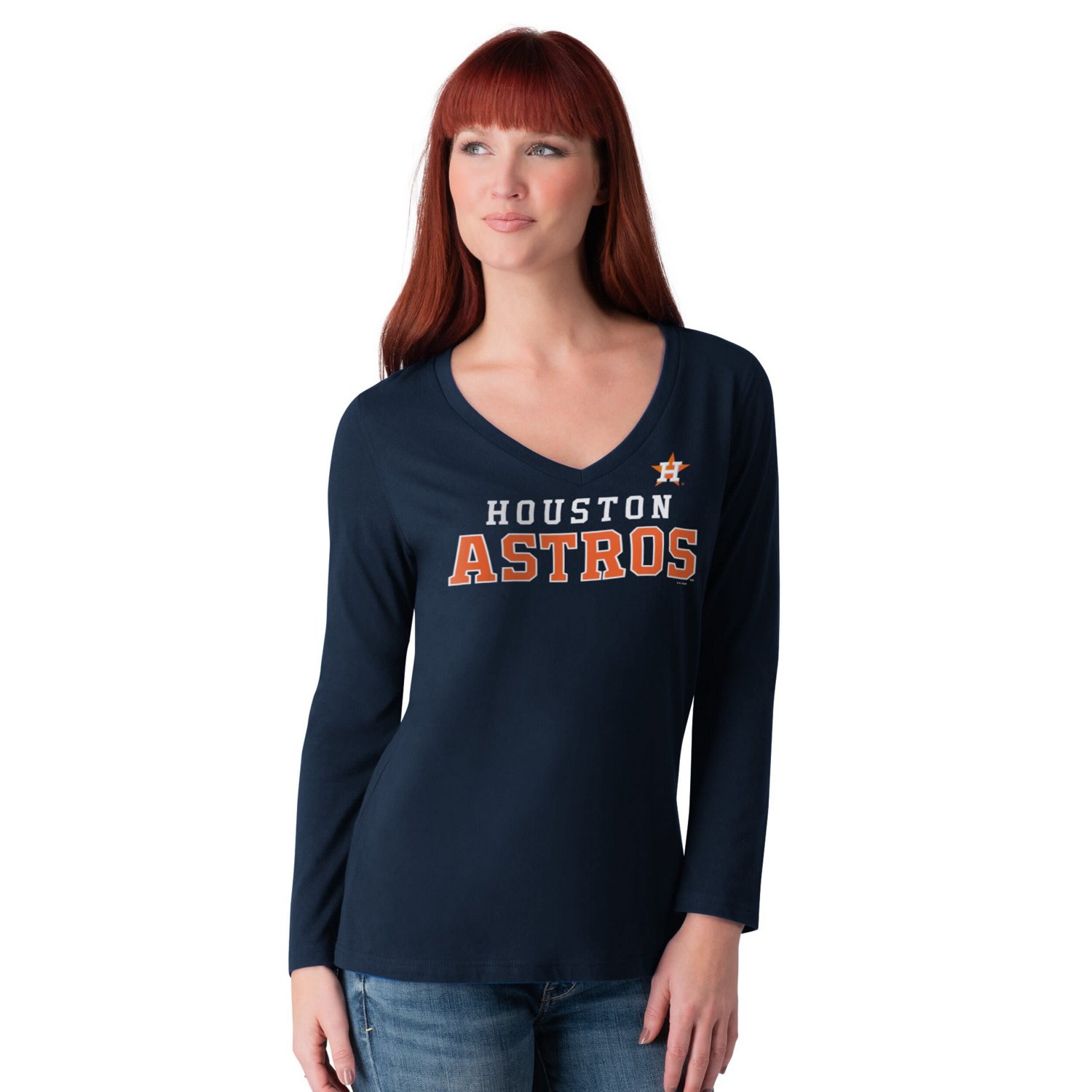 G-III 4Her by Carl Banks Houston Astros Post Season Long Sleeve V-Neck T-Shirt                                                   - view number 1