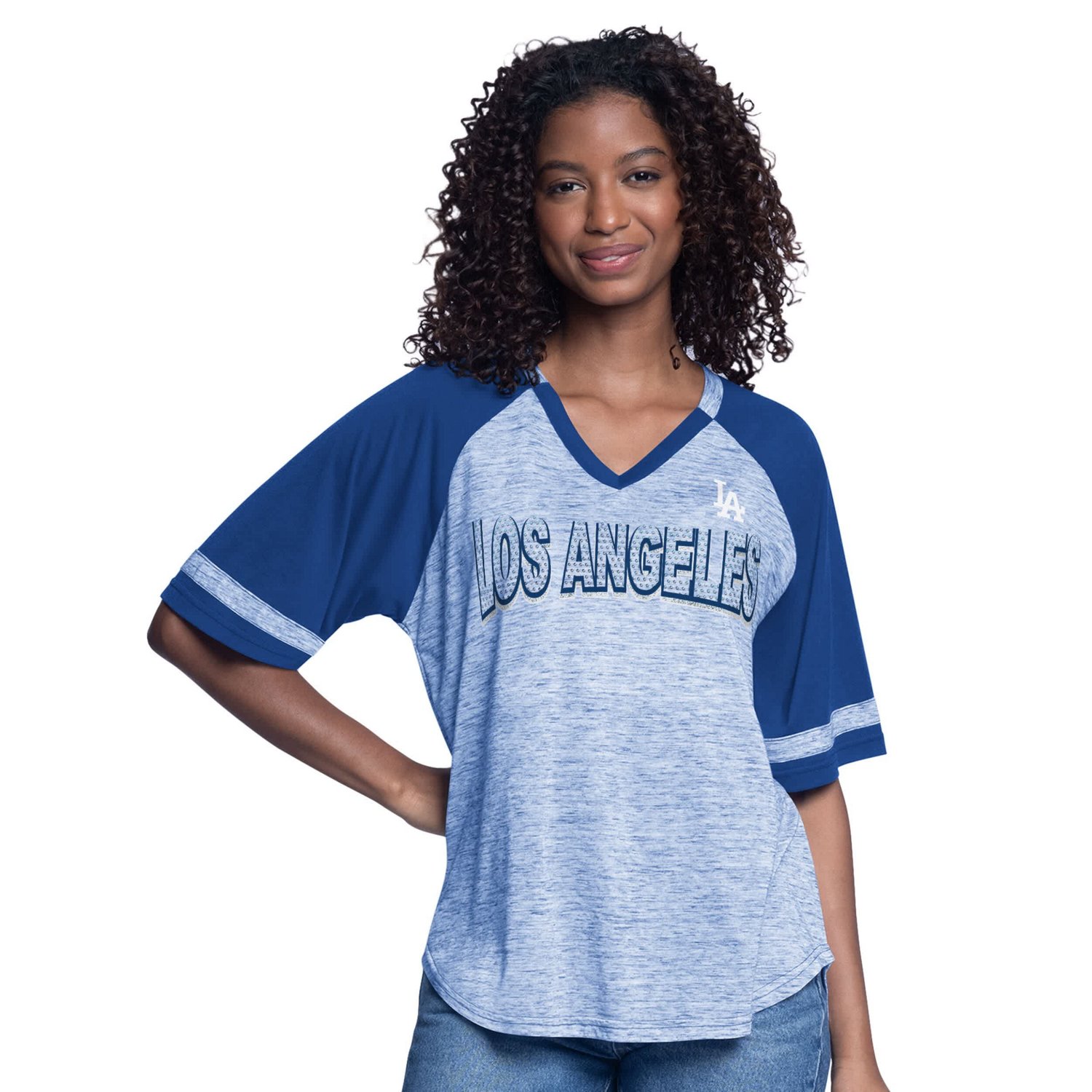 G-III 4Her by Carl Banks Los Angeles Dodgers Hall of Fame Raglan Oversized Half-Sleeve Top