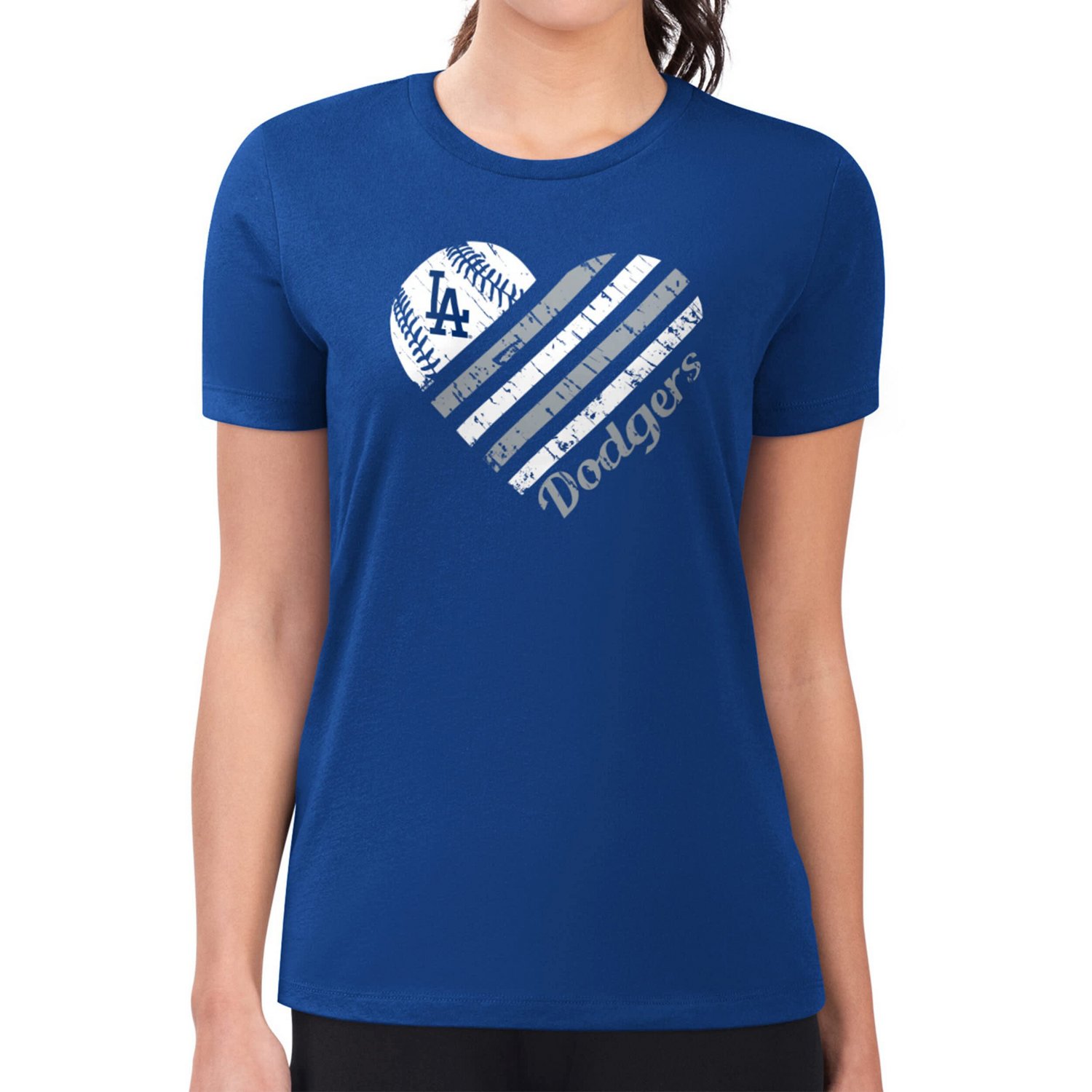 G-III 4Her by Carl Banks Los Angeles Dodgers Super-Slim Fit Lightweight Heart Graphic T-Shirt - view number 4