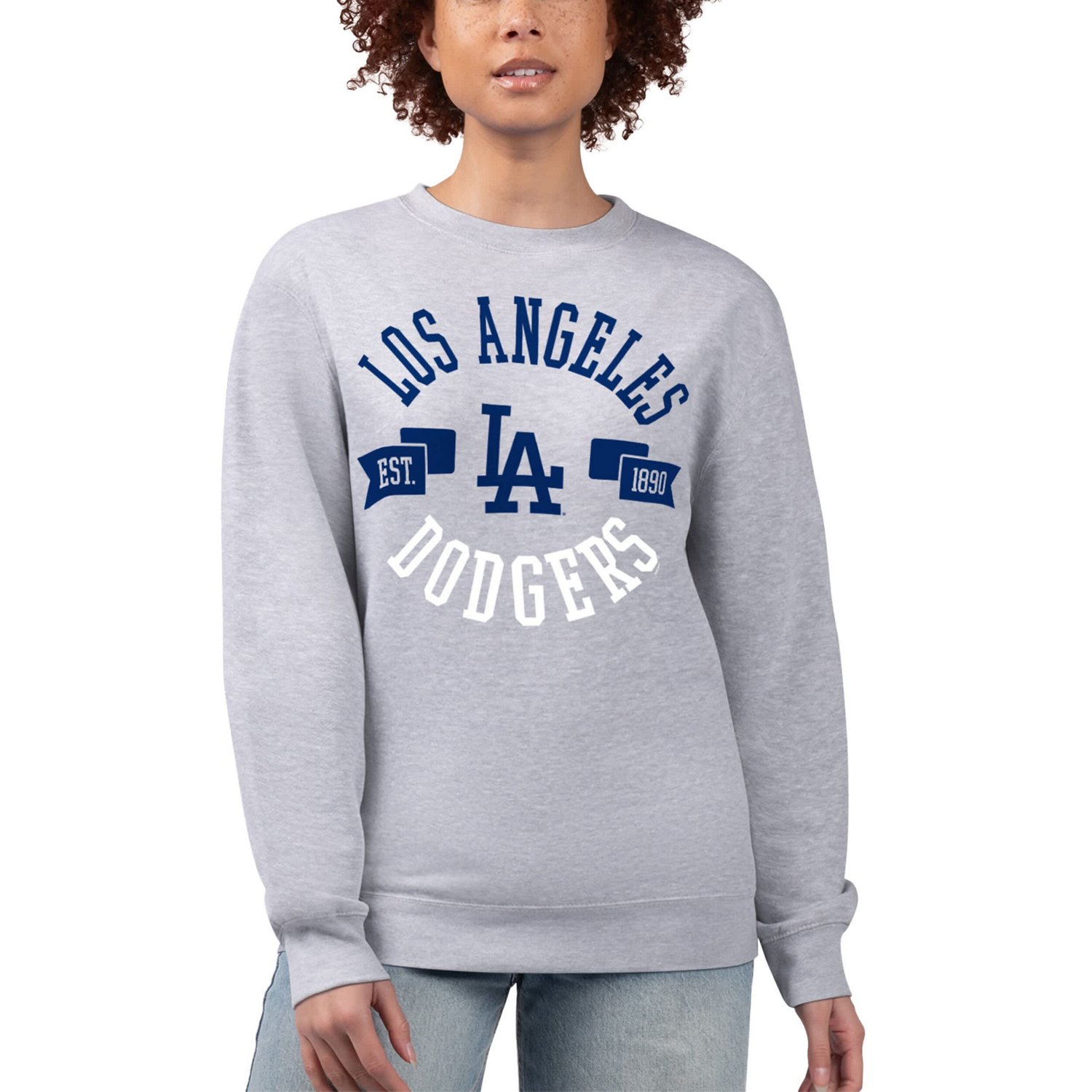 G-III 4Her by Carl Banks Los Angeles Dodgers Team Logo Fleece Pullover Sweatshirt