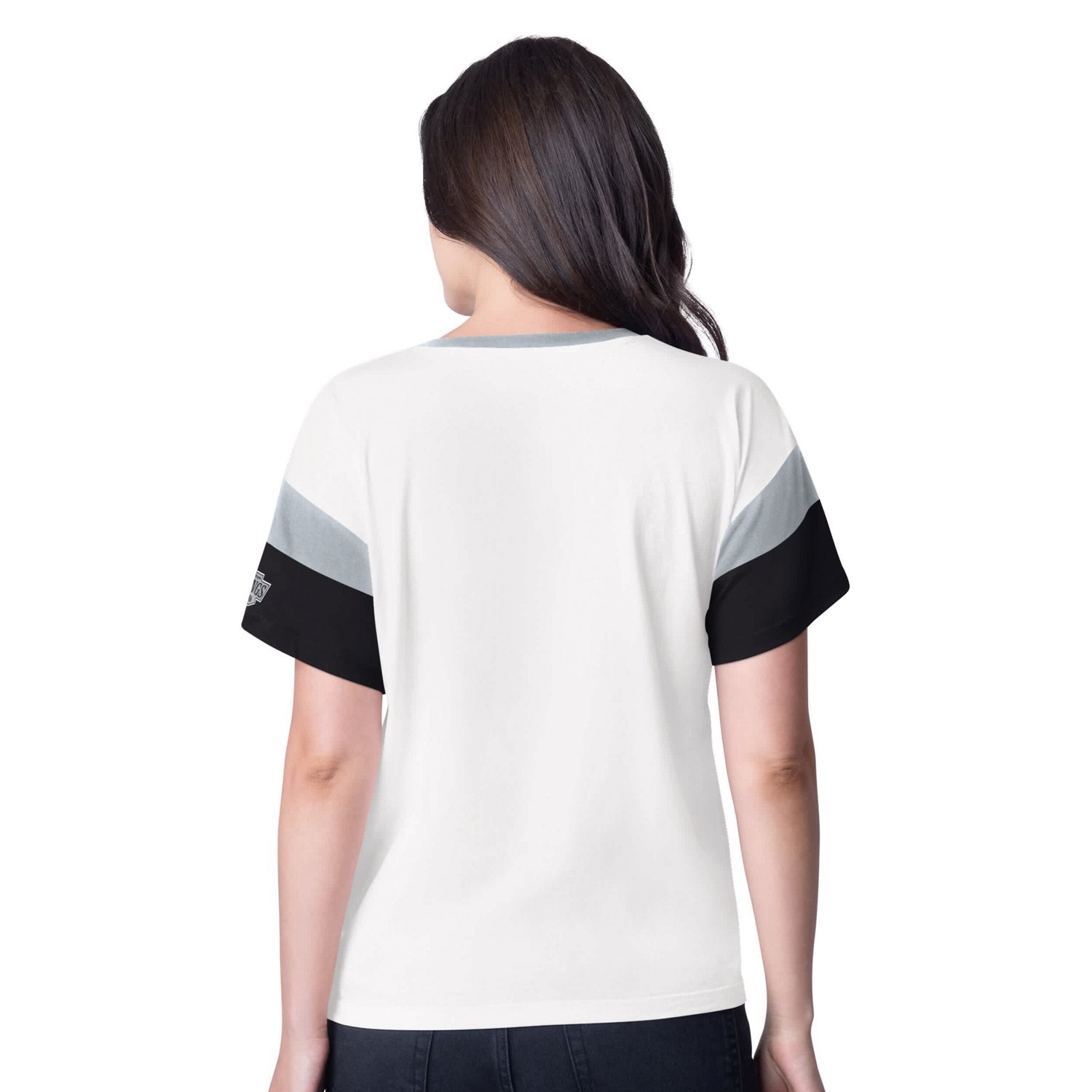 G-III 4Her by Carl Banks Los Angeles Kings Rink Oversized Rhinestone V-Neck T-Shirt - view number 2