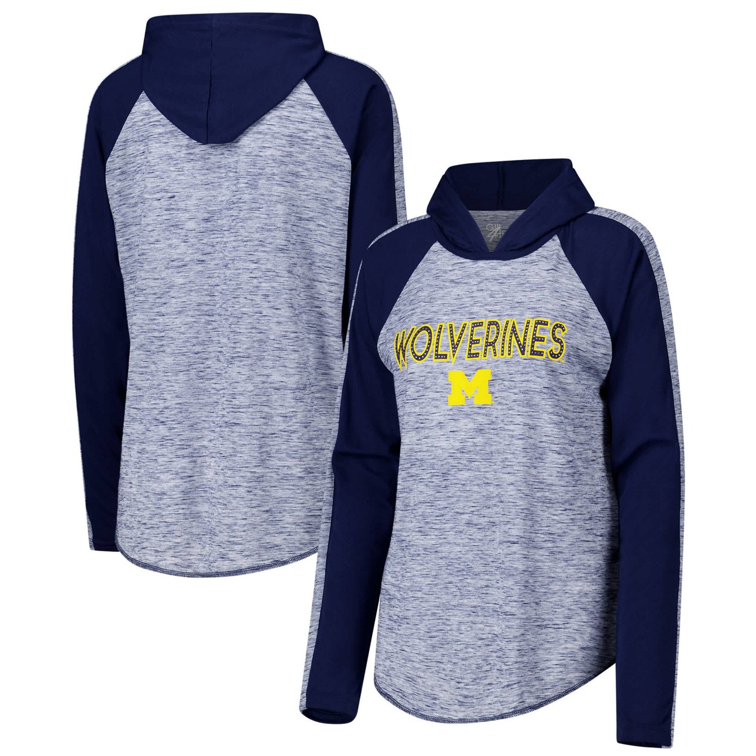 G-III 4Her by Carl Banks Michigan Wolverines Underdog Bling Raglan Long Sleeve Hoodie T-Shirt                                    - view number 1