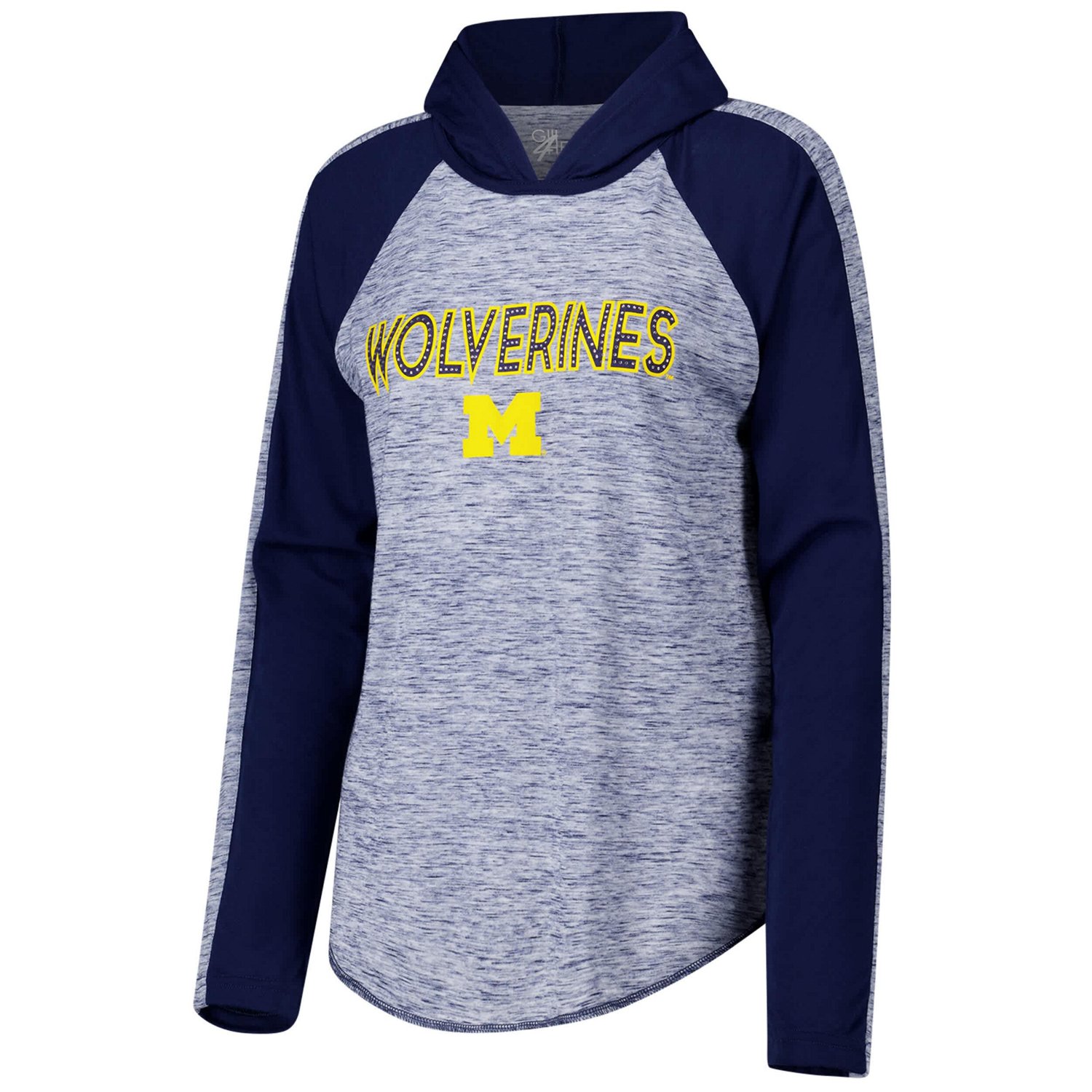 G-III 4Her by Carl Banks Michigan Wolverines Underdog Bling Raglan Long Sleeve Hoodie T-Shirt                                    - view number 2