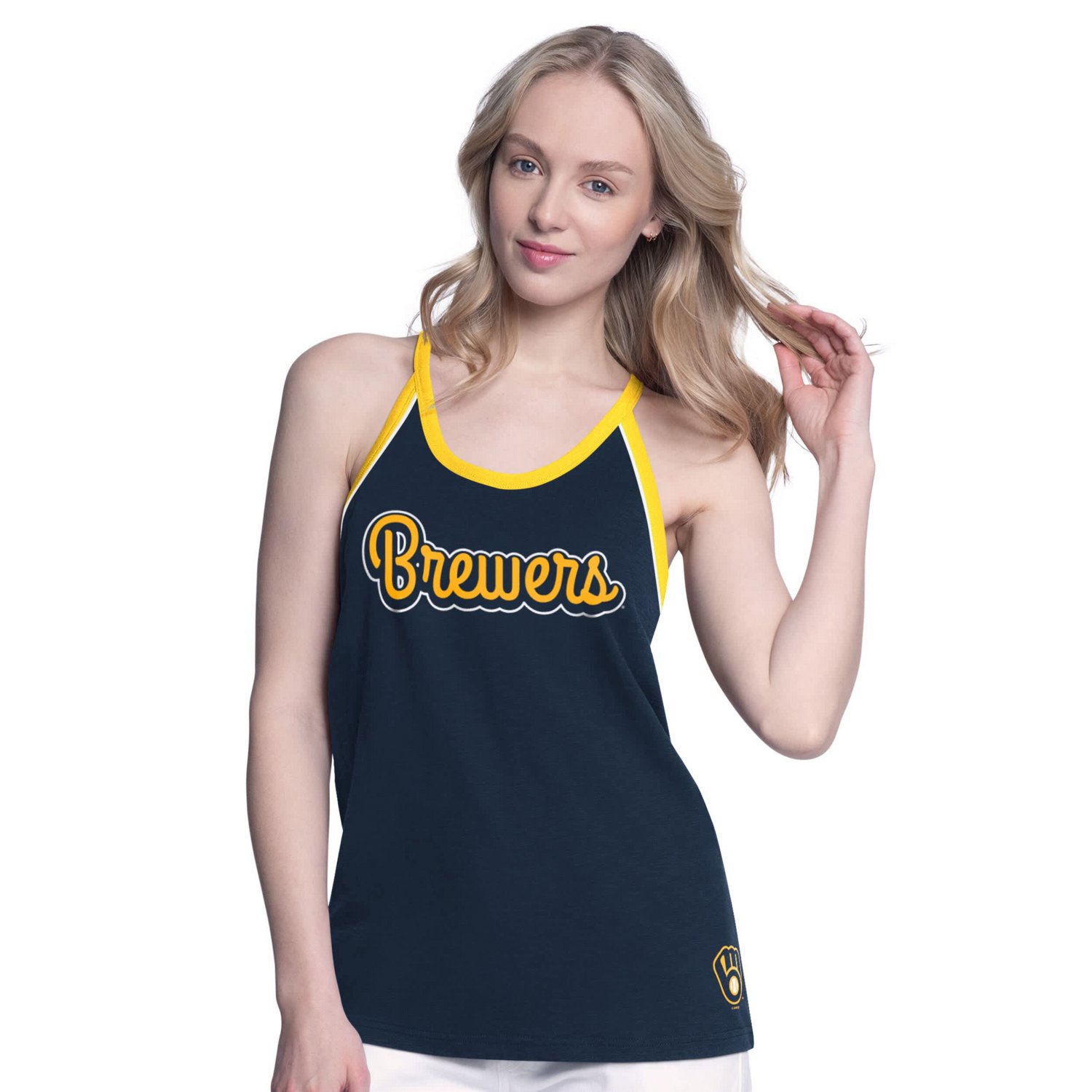 G-III 4Her by Carl Banks Milwaukee Brewers Curveball Racerback Tank Top