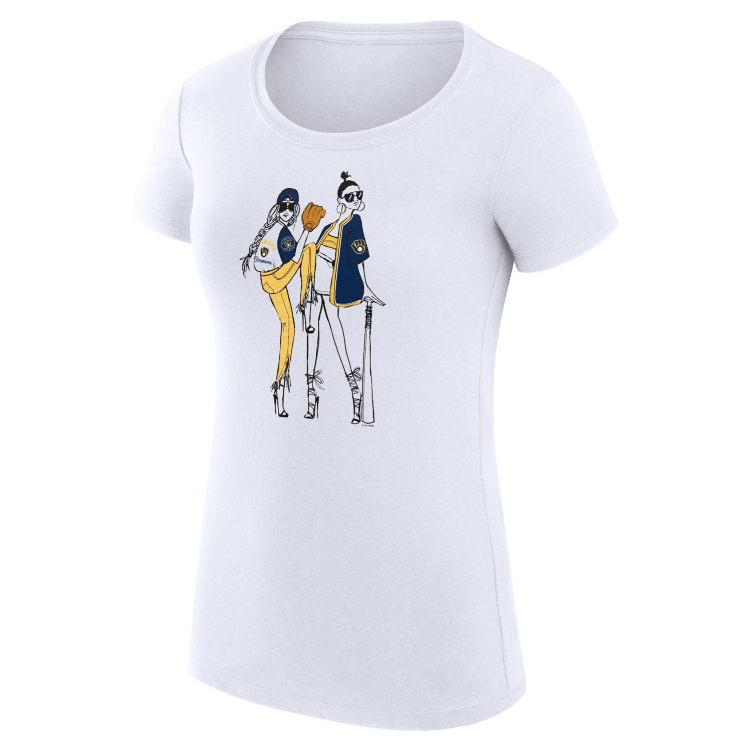 G-III 4Her by Carl Banks Milwaukee Brewers Super-Slim Fit Lightweight Baseball Girls T-Shirt - view number 2