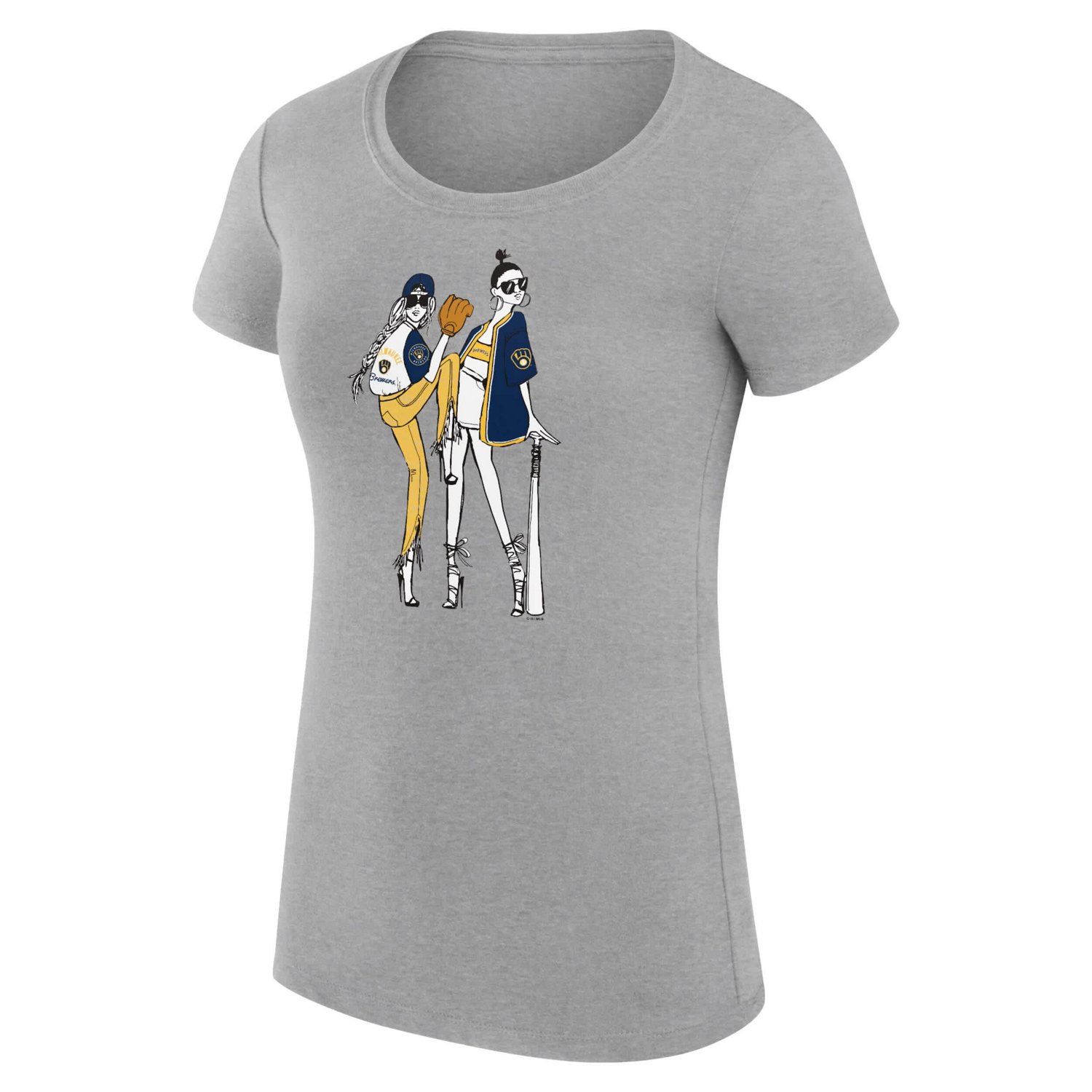 G-III 4Her by Carl Banks Milwaukee Brewers Super-Slim Fit Lightweight Baseball Girls T-Shirt - view number 2