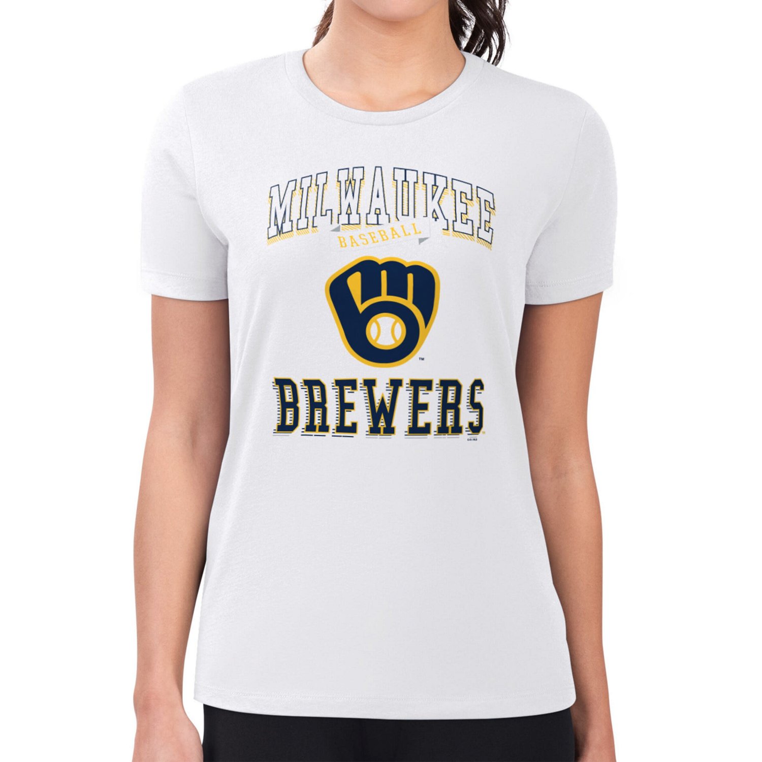 G-III 4Her by Carl Banks Milwaukee Brewers Super-Slim Fit Lightweight Team Logo Graphic T-Shirt - view number 4
