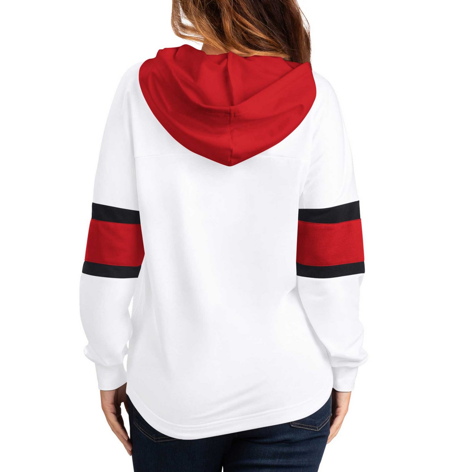 G-III 4Her by Carl Banks Red Carolina Hurricanes Goal Zone Long Sleeve Lace-Up Hoodie T-Shirt - view number 2
