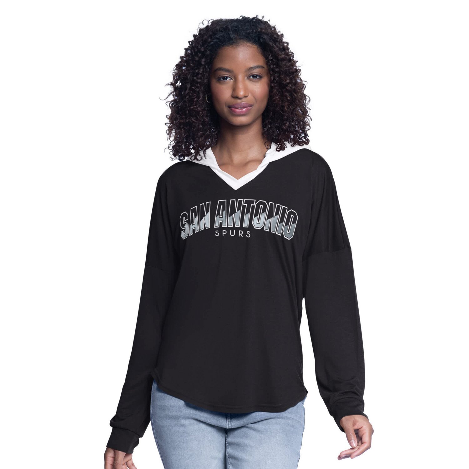 G-III 4Her by Carl Banks San Antonio Spurs Bench Player Oversized Long Sleeve Hooded Top