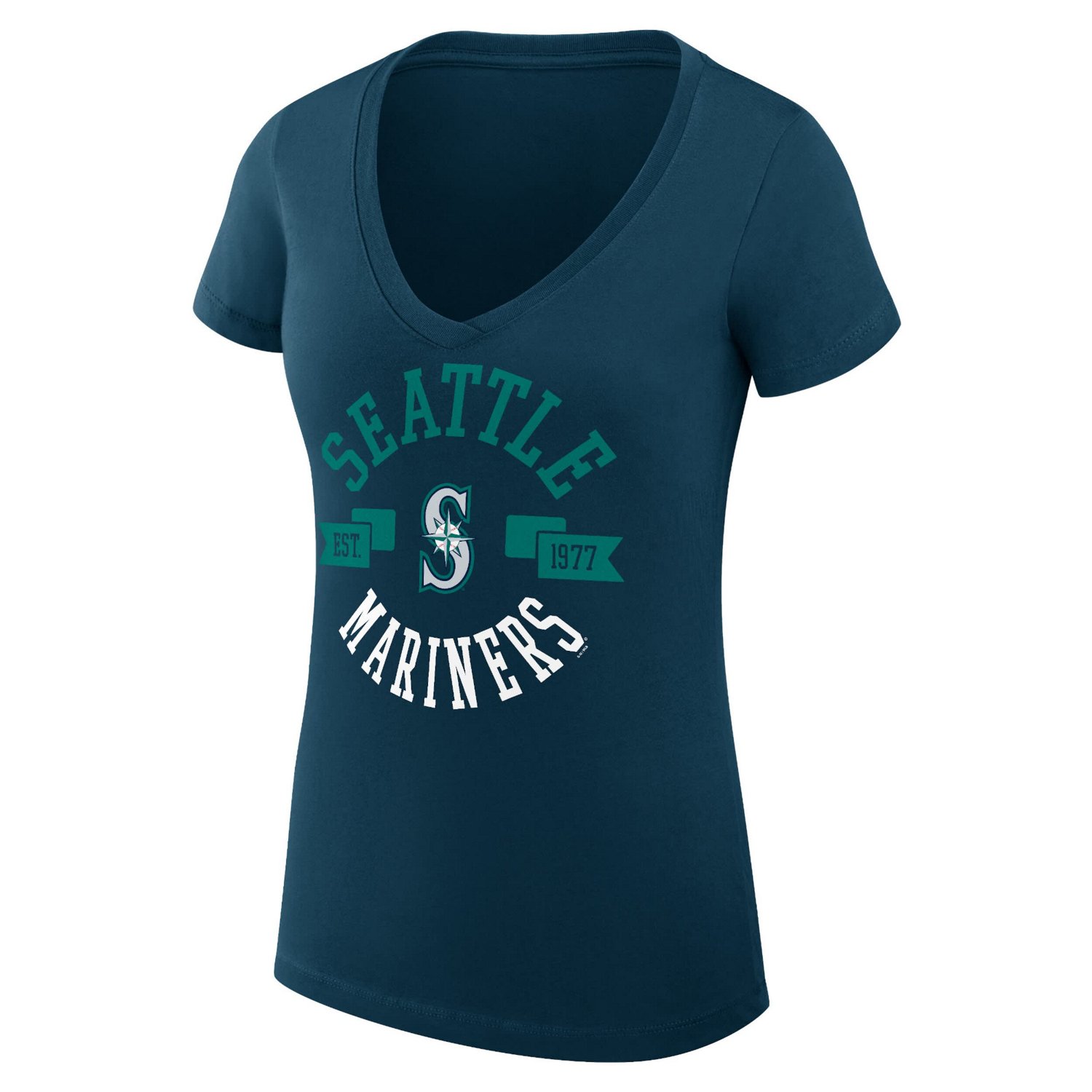 G-III 4Her by Carl Banks Seattle Mariners Super-Slim Fit Lightweight City Graphic V-Neck T-Shirt - view number 2