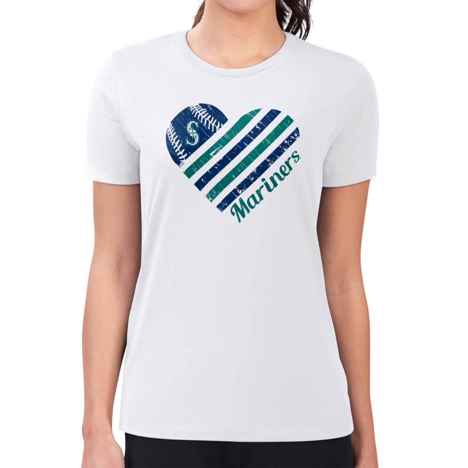G-III 4Her by Carl Banks Seattle Mariners Super-Slim Fit Lightweight Heart Graphic T-Shirt - view number 4