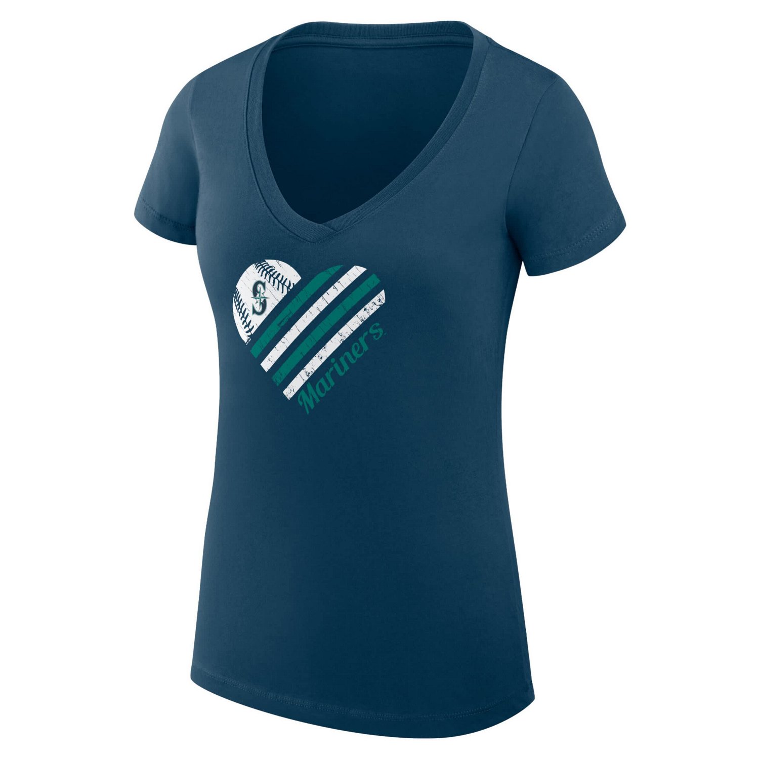 G-III 4Her by Carl Banks Seattle Mariners Super-Slim Fit Lightweight Heart V-Neck T-Shirt - view number 2