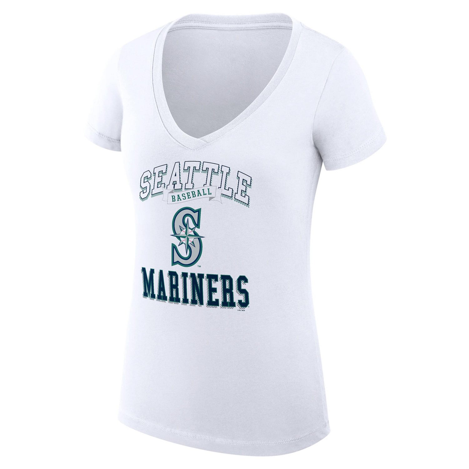 G-III 4Her by Carl Banks Seattle Mariners Super-Slim Fit Lightweight Team Logo Graphic V-Neck T-Shirt - view number 2