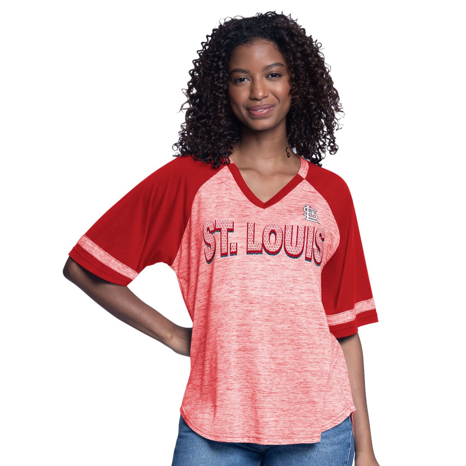 G-III 4Her by Carl Banks St Louis Cardinals Hall of Fame Raglan Oversized Half-Sleeve Top