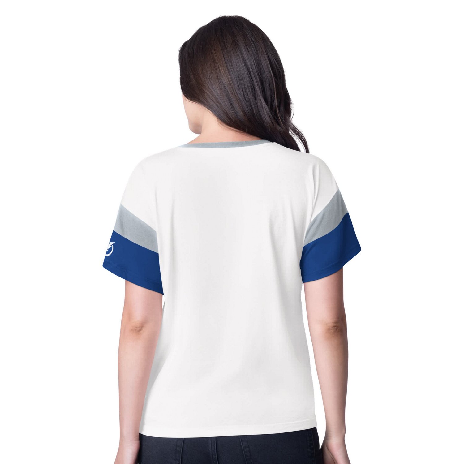G-III 4Her by Carl Banks Tampa Bay Lightning Rink Oversized Rhinestone V-Neck T-Shirt                                            - view number 2