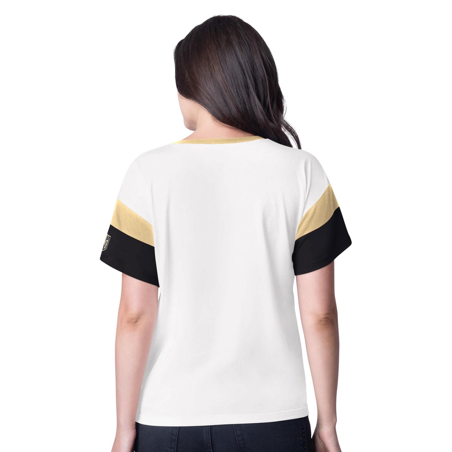 G-III 4Her by Carl Banks Vegas Golden Knights Rink Oversized Rhinestone V-Neck T-Shirt - view number 2