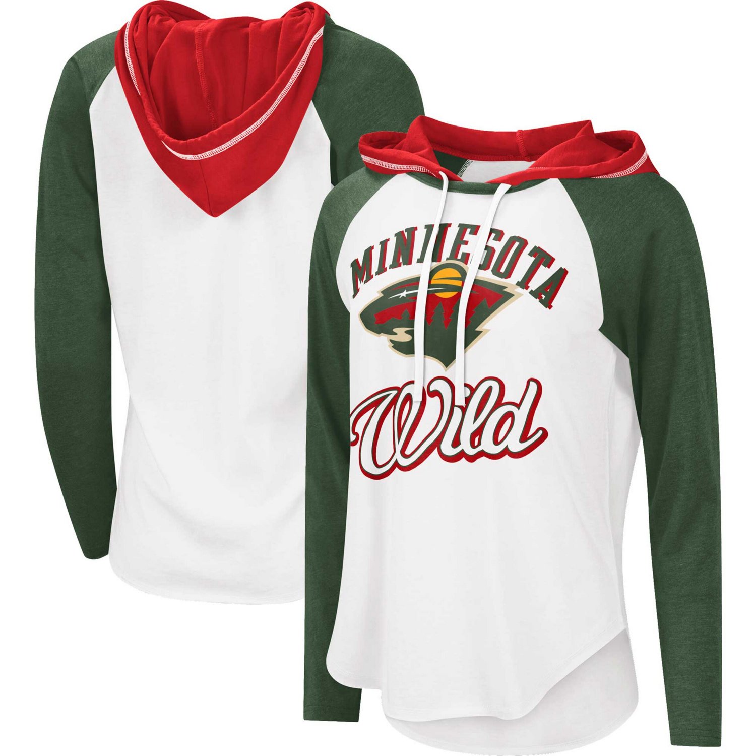G-III Sports by Carl Banks Heather Green Minnesota Wild MVP Raglan Lightweight Hooded T-Shirt - view number 1