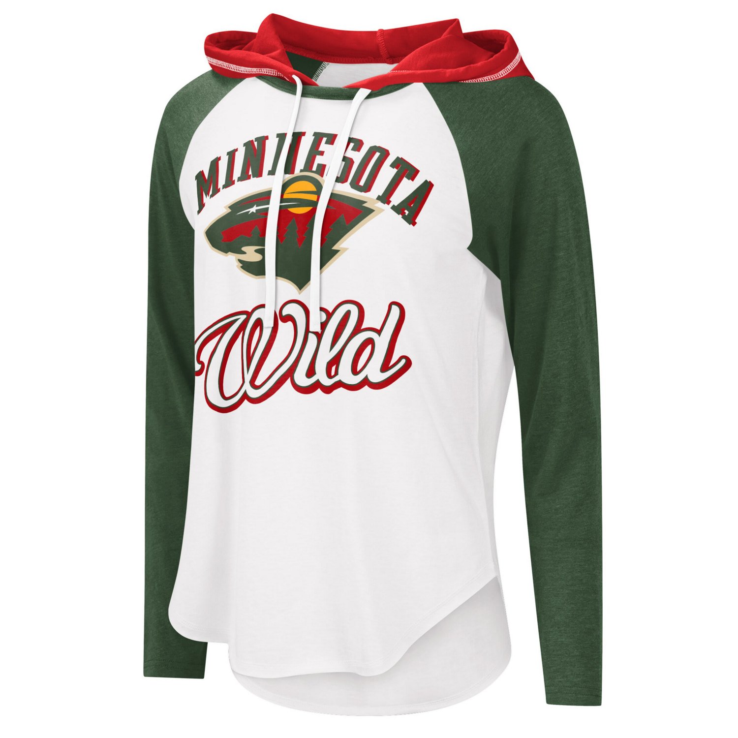 G-III Sports by Carl Banks Heather Green Minnesota Wild MVP Raglan Lightweight Hooded T-Shirt - view number 2