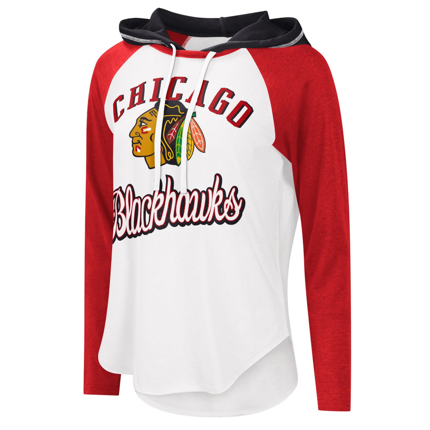 G-III Sports by Carl Banks Heather Red Chicago Blackhawks MVP Raglan Lightweight Hooded T-Shirt - view number 2
