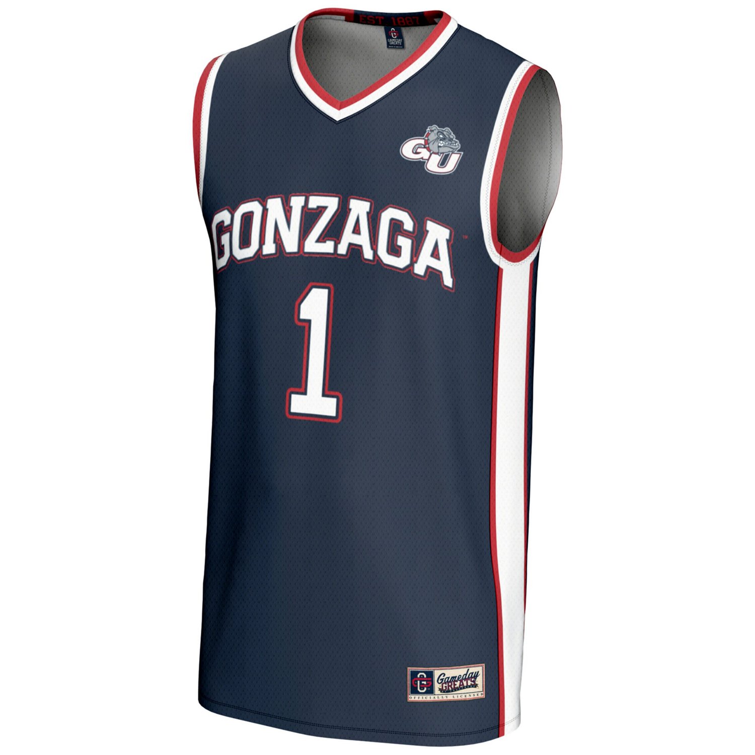 GameDay Greats 1 Gonzaga Bulldogs Lightweight Basketball Jersey - view number 2