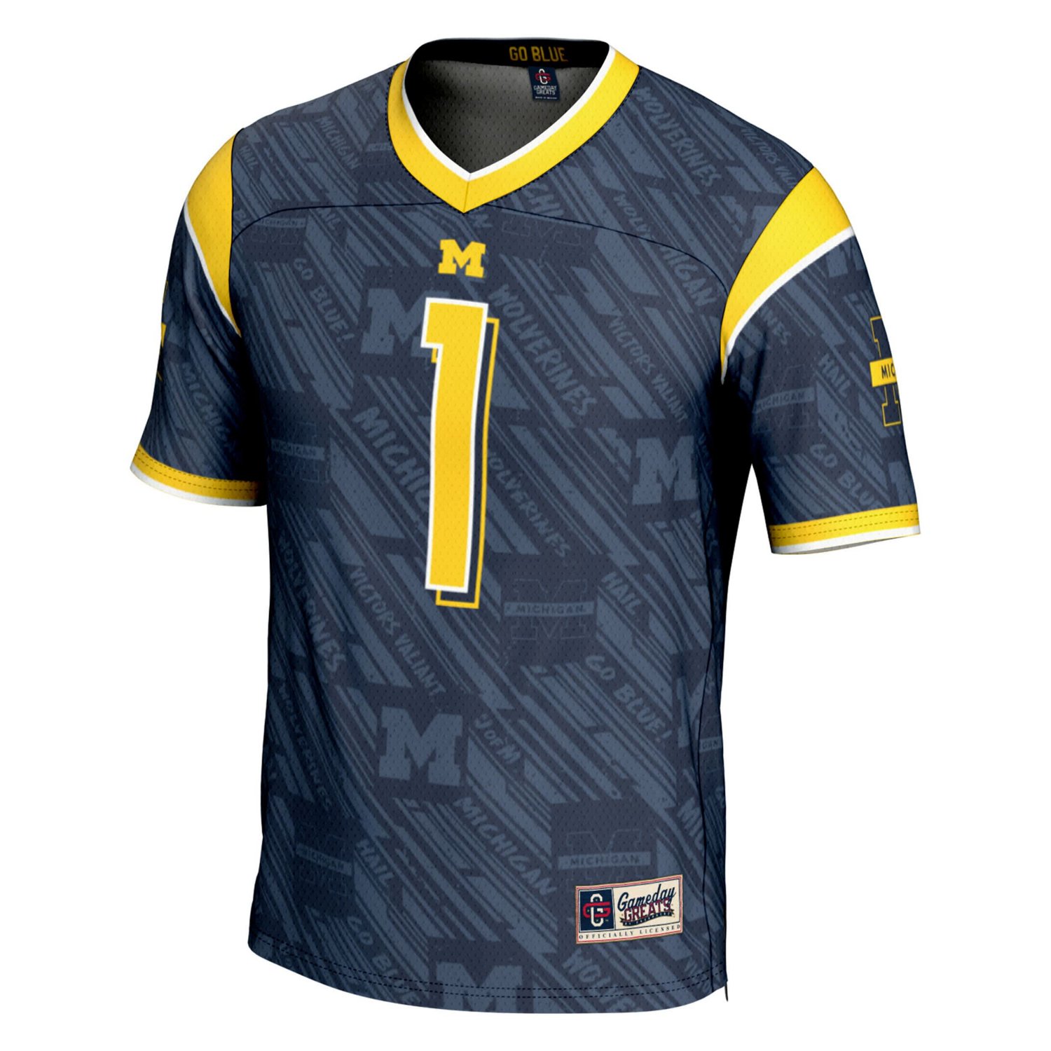 GameDay Greats 1 Michigan Wolverines Highlight Print Football Fashion Jersey - view number 2