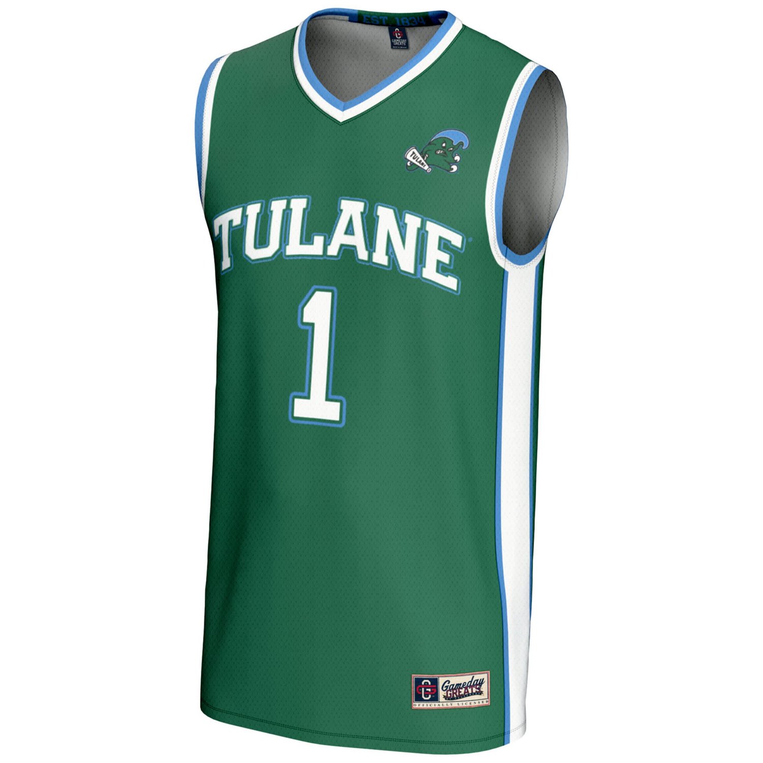 GameDay Greats 1 Tulane Wave Lightweight Basketball Jersey - view number 2