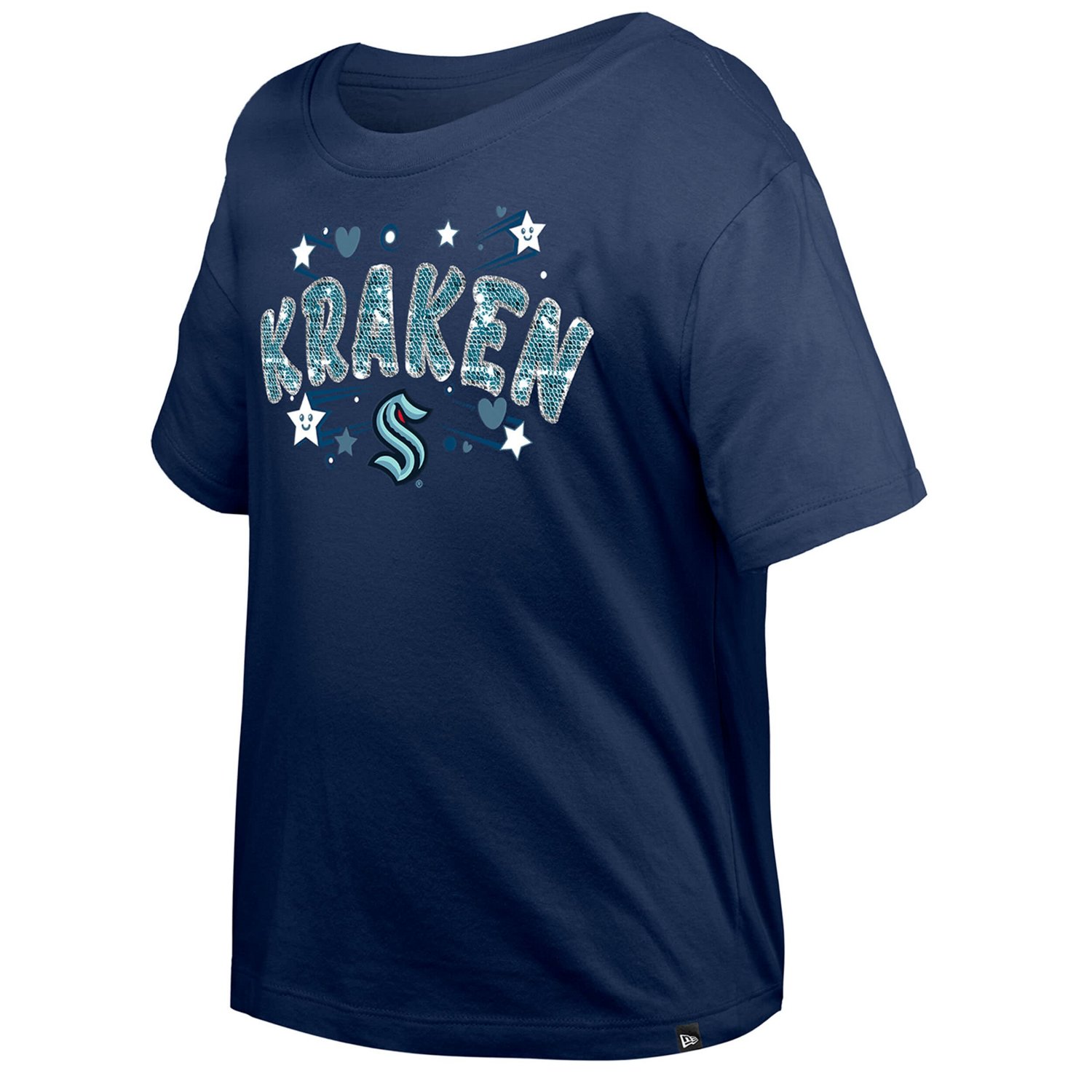 Girl's Youth New Era Deep Sea Seattle Kraken Flip Sequin T-Shirt - view number 2