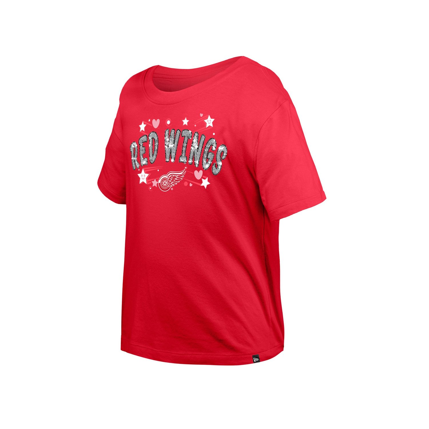 Girl's Youth New Era Detroit Wings Flip Sequin T-Shirt - view number 2
