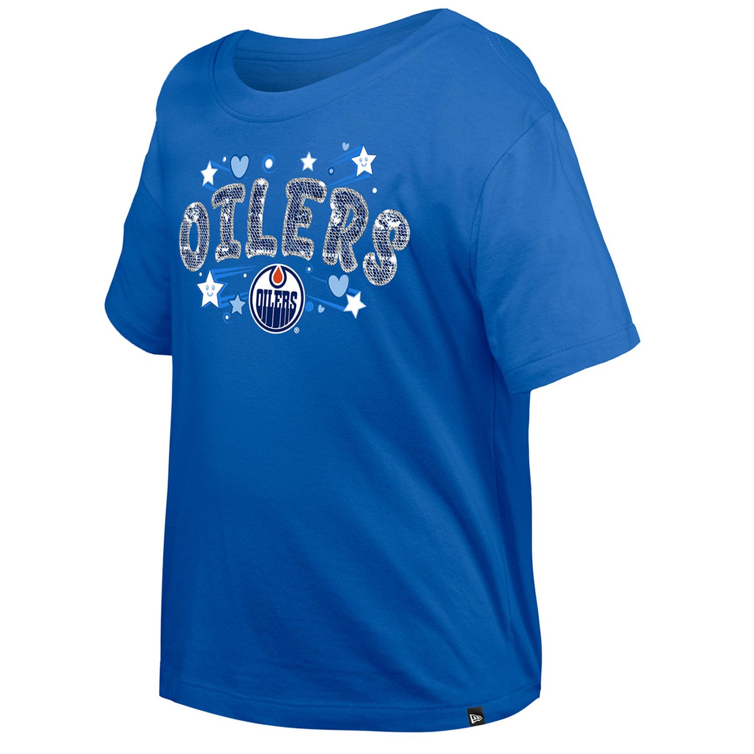 Girl's Youth New Era Edmonton Oilers Flip Sequin T-Shirt                                                                         - view number 2