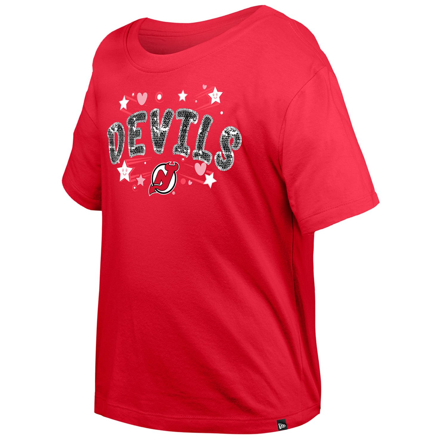 Girl's Youth New Era Jersey Devils Flip Sequin T-Shirt