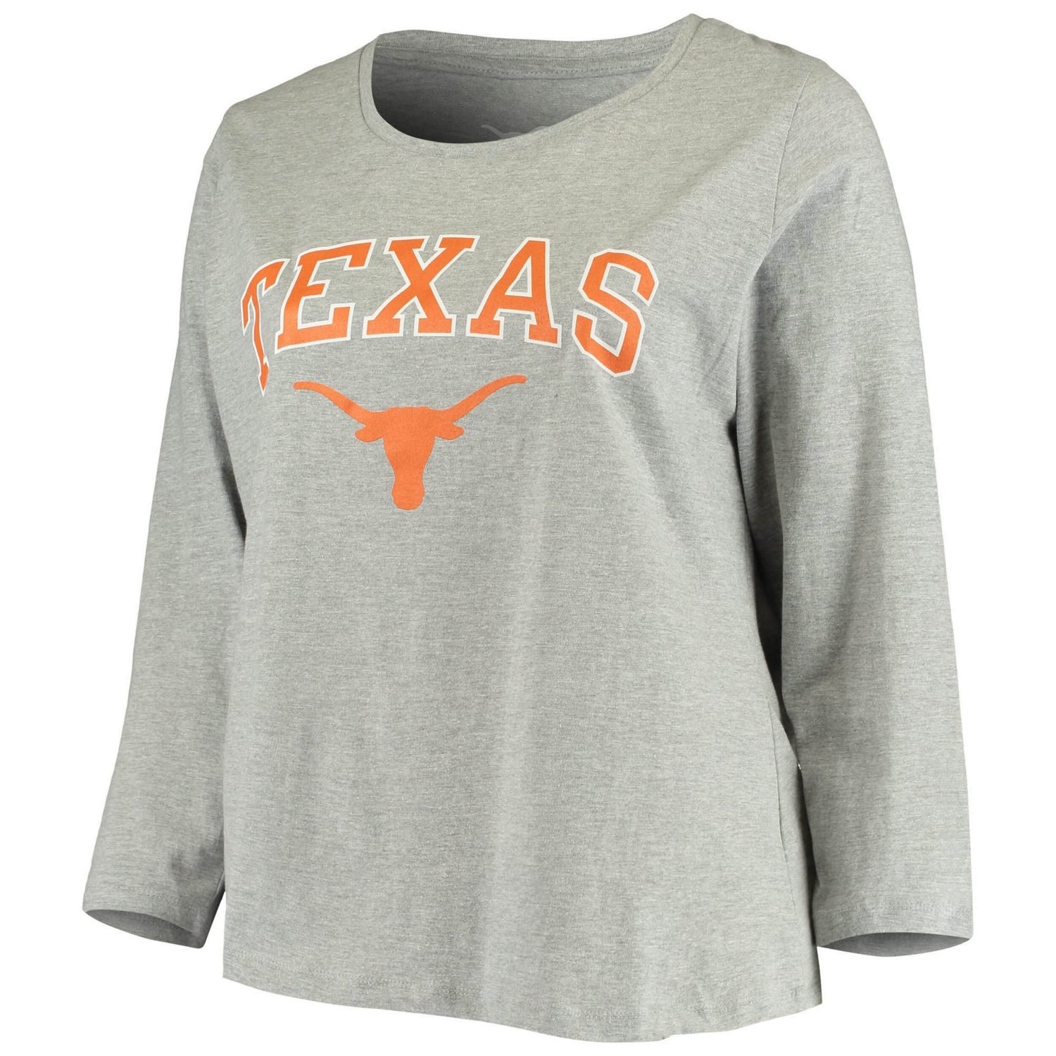 Heathered Gray Texas Longhorns Plus Size Logo Long Sleeve T-Shirt - view number 2