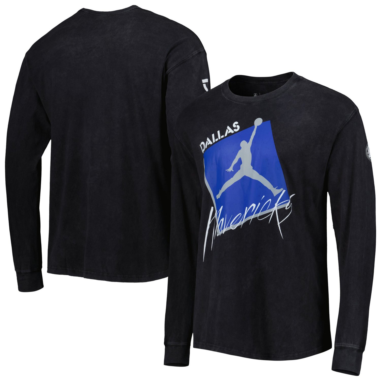 Jordan Men s Dallas Mavericks Jumpman Courtside Statement Edition Long Sleeve T Shirt Black Size XXL Cotton