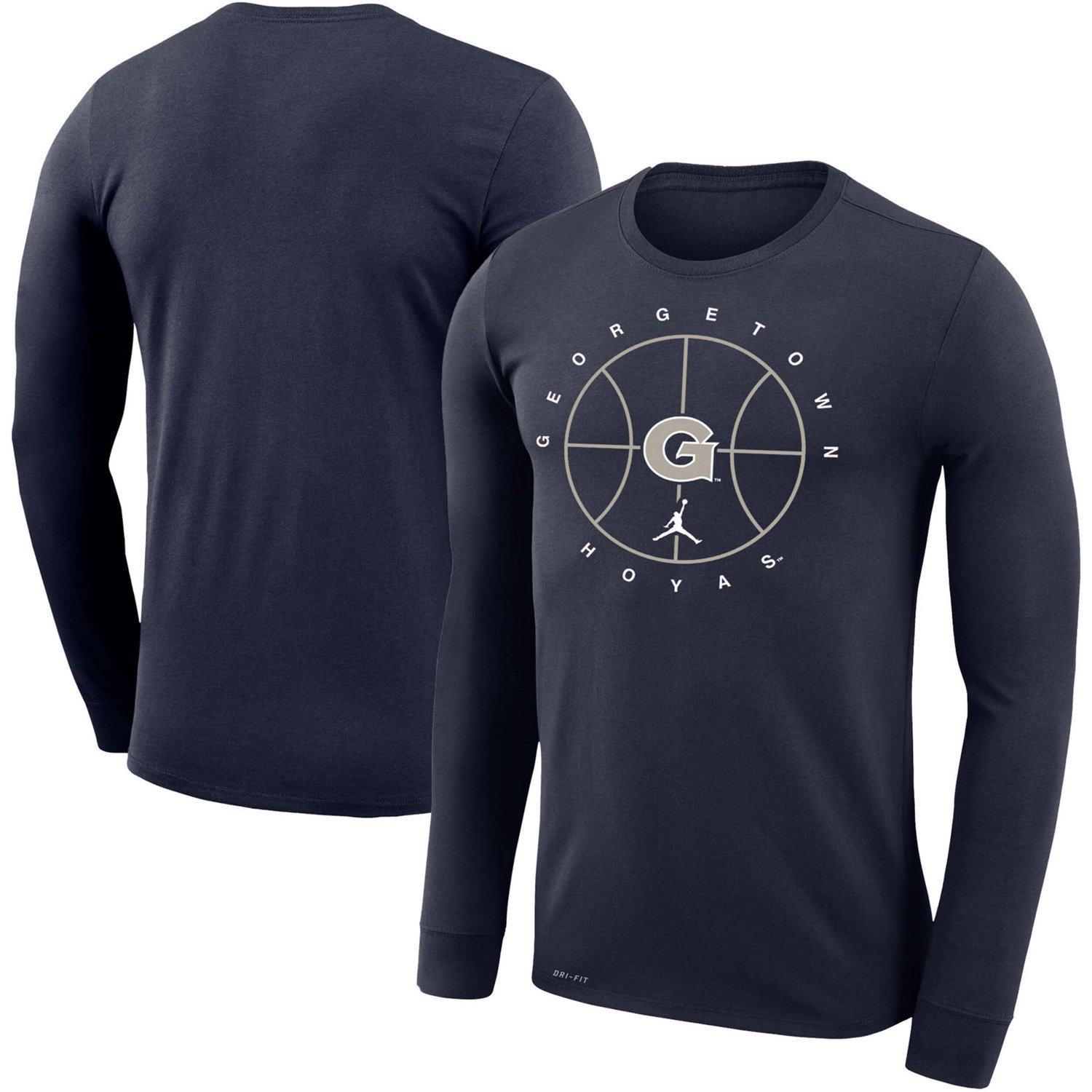 Jordan Brand Heathered Gray Georgetown Hoyas Basketball Icon Legend Performance Long Sleeve T-Shirt                              - view number 1