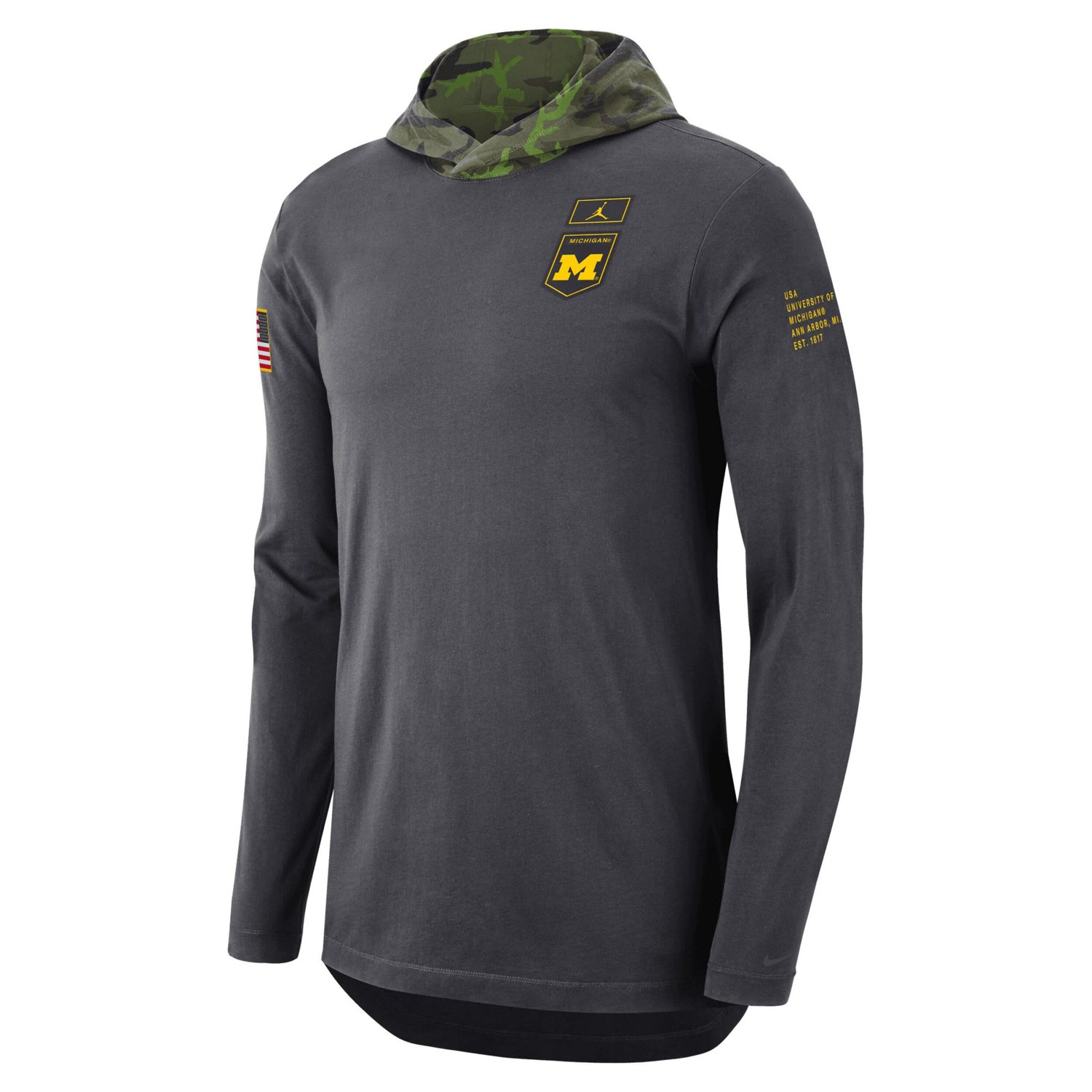 Jordan Brand Michigan Wolverines Military Long Sleeve Hoodie T-Shirt - view number 2