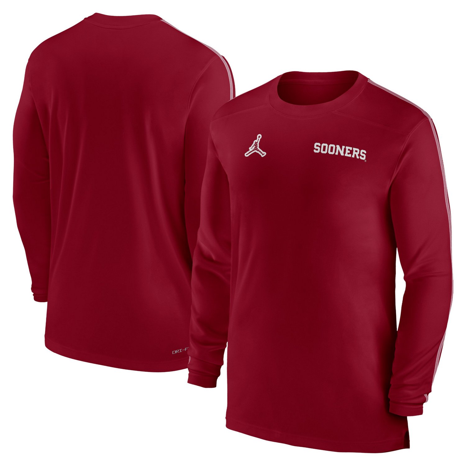 Jordan Brand Oklahoma Sooners 2024 Sideline Coach UV Performance Long Sleeve T-Shirt - view number 1