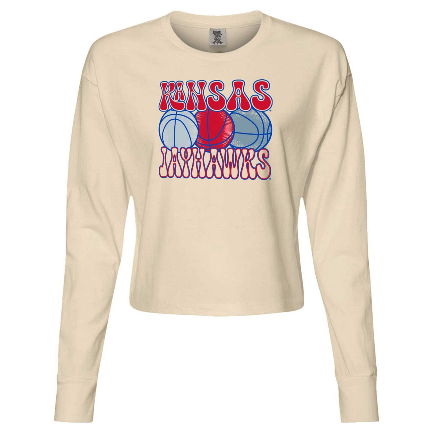 Kansas Jayhawks Comfort Colors Basketball Cropped Long Sleeve T-Shirt - view number 2