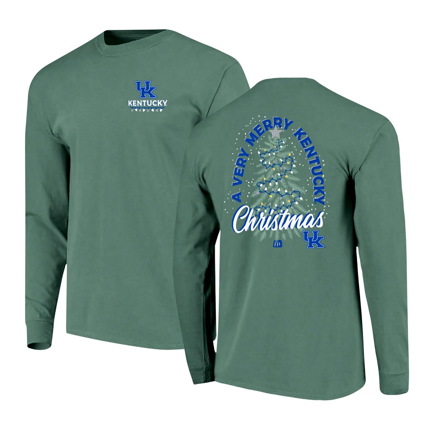 Kentucky Wildcats Comfort Colors Merry Christmas Tree Long Sleeve T-Shirt