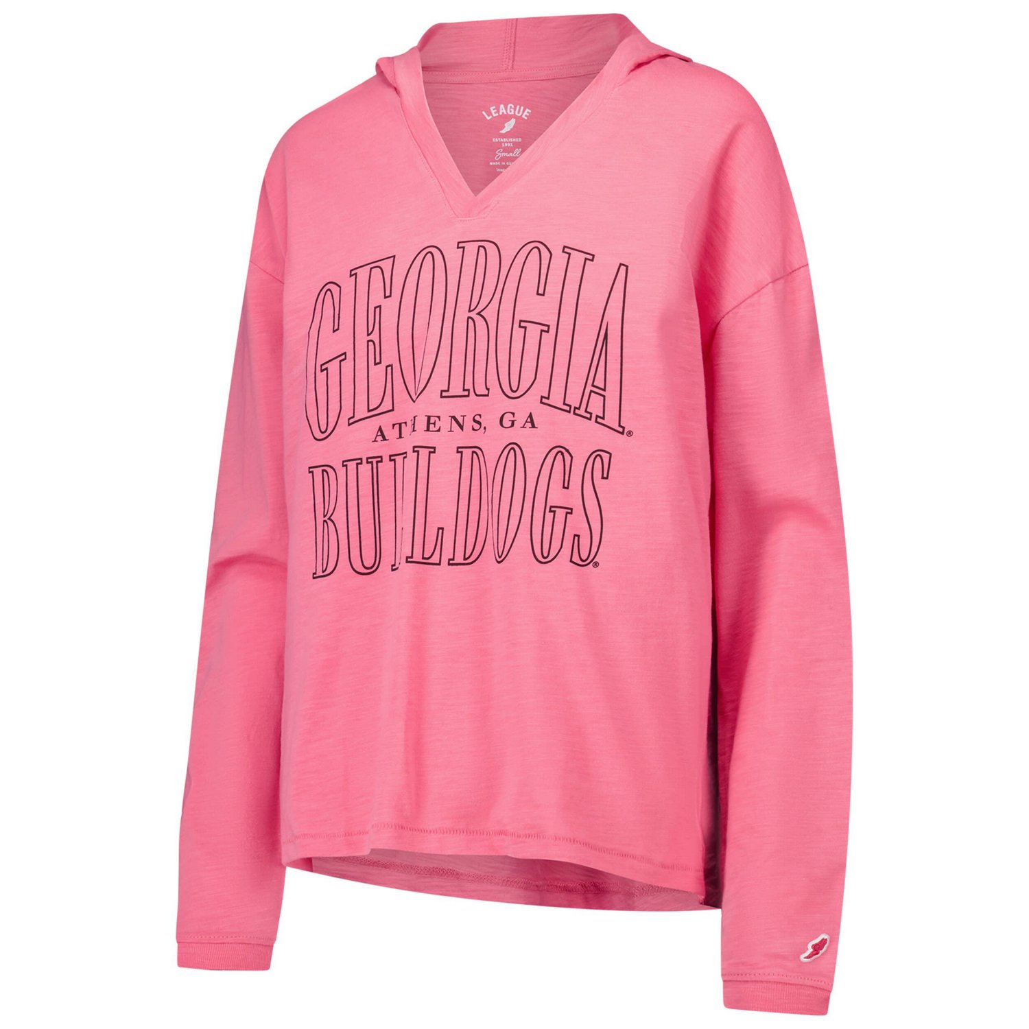 League Collegiate Wear Georgia Bulldogs Slub Long Sleeve V-Neck Hoodie T-Shirt                                                   - view number 2