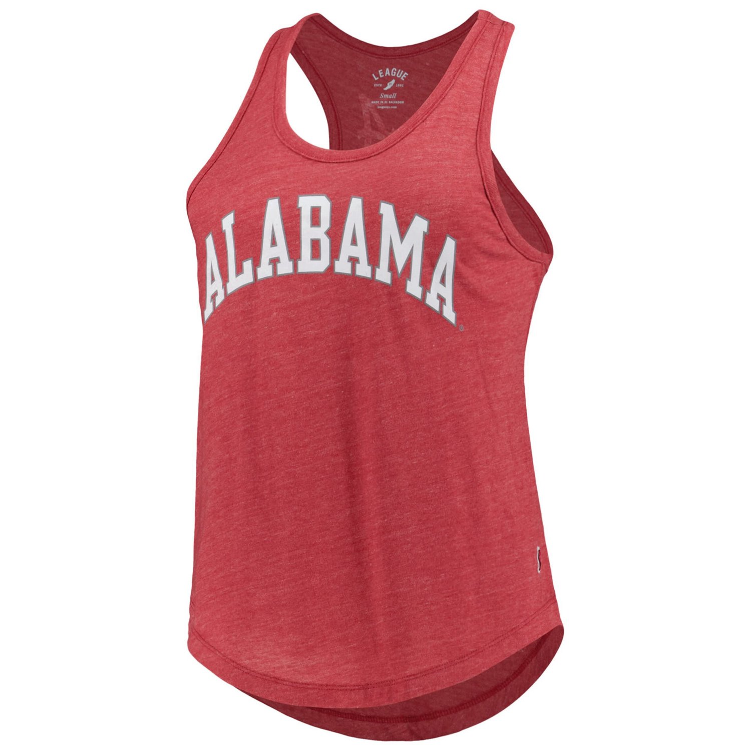 League Collegiate Wear Heather Alabama Tide Two-Hit Intramural Tri-Blend Scoop Neck Racerback Tank Top - view number 2