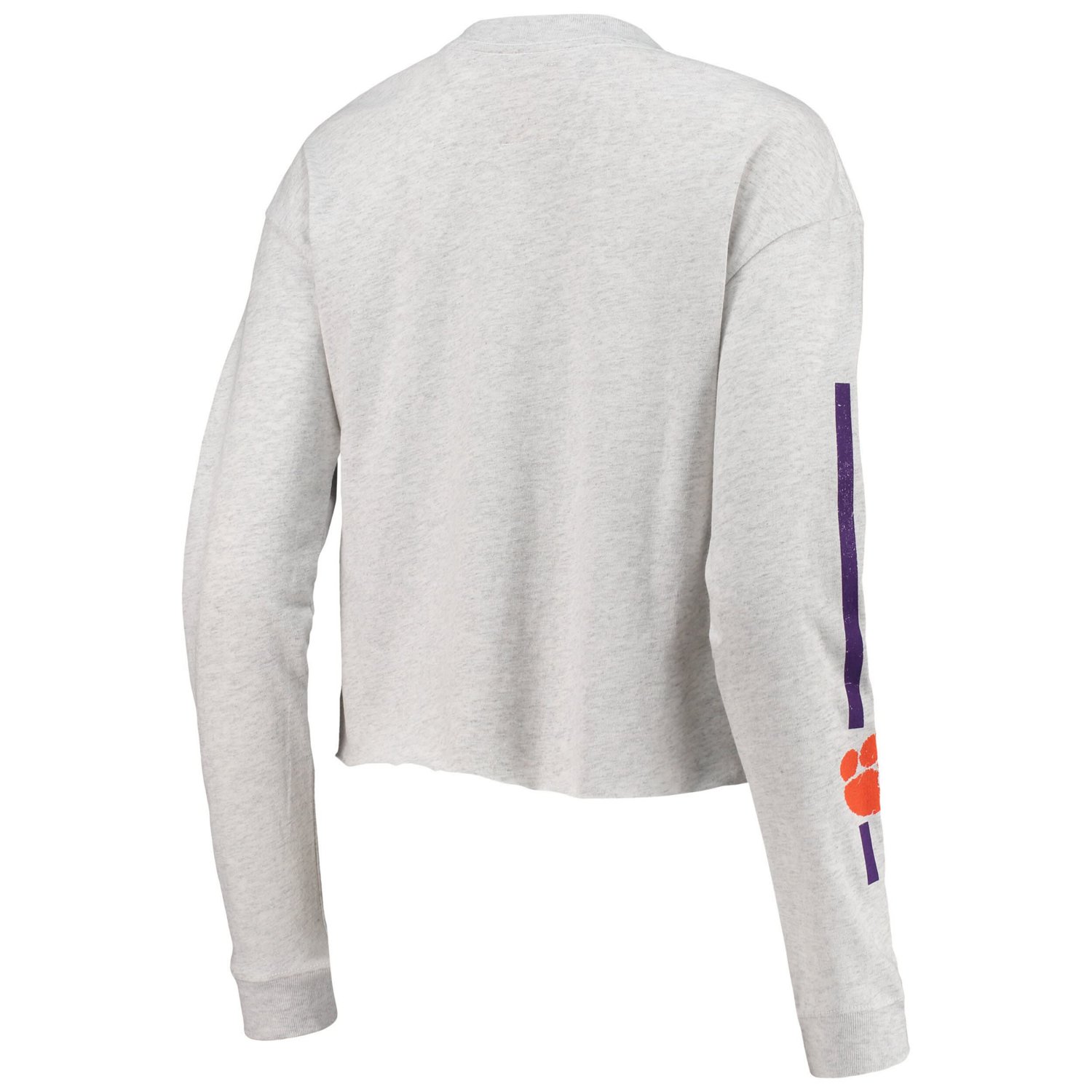League Collegiate Wear Heathered Gray Clemson Tigers Clothesline Cotton Midi Crop Long Sleeve T-Shirt - view number 3