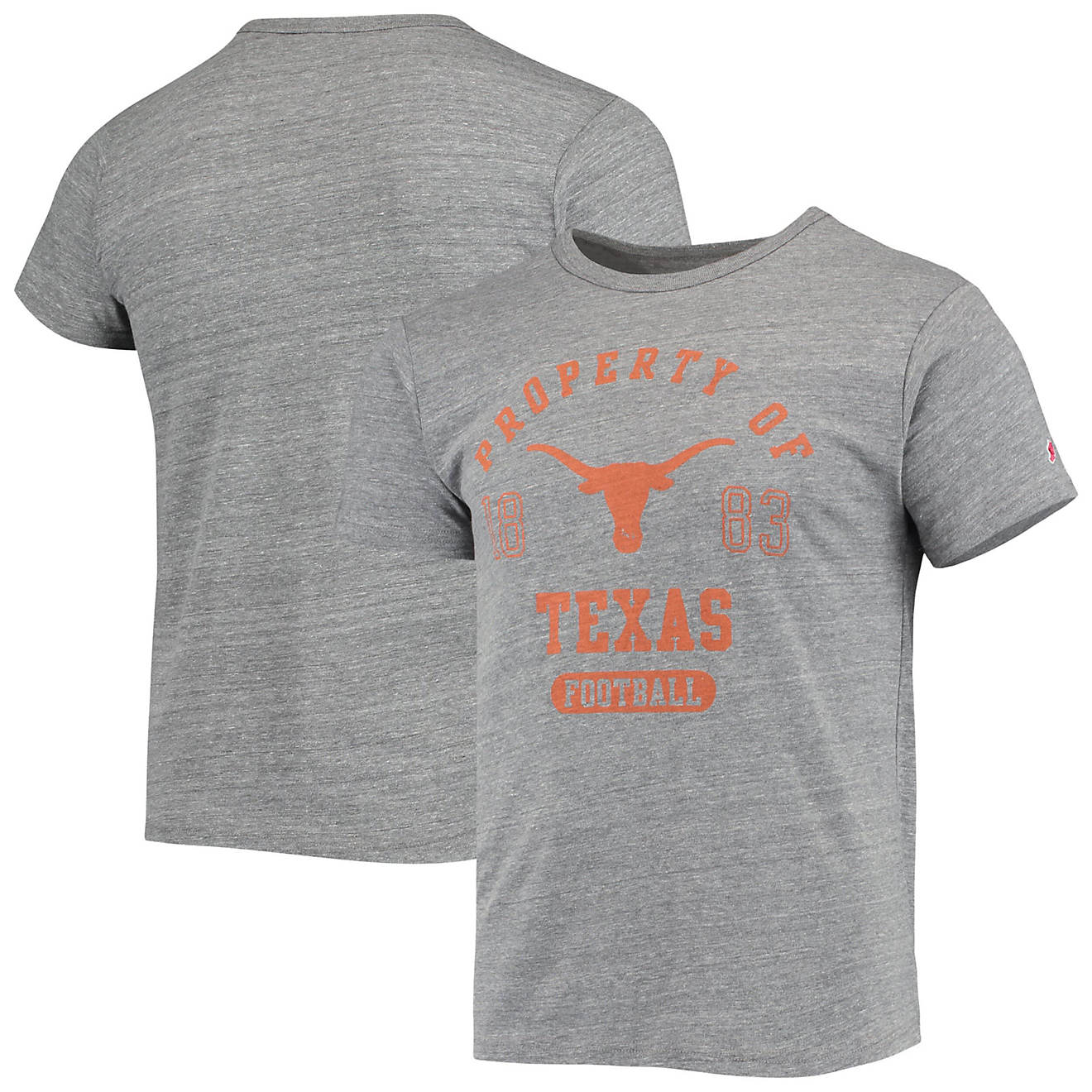 League Collegiate Wear Heathered Gray Texas Longhorns Hail Mary Football Victory Falls Tri-Blend T-Shirt                         - view number 1