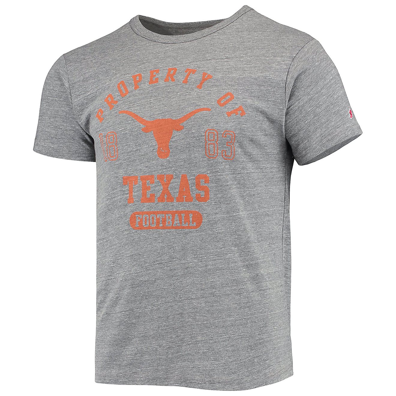 League Collegiate Wear Heathered Gray Texas Longhorns Hail Mary Football Victory Falls Tri-Blend T-Shirt                         - view number 2