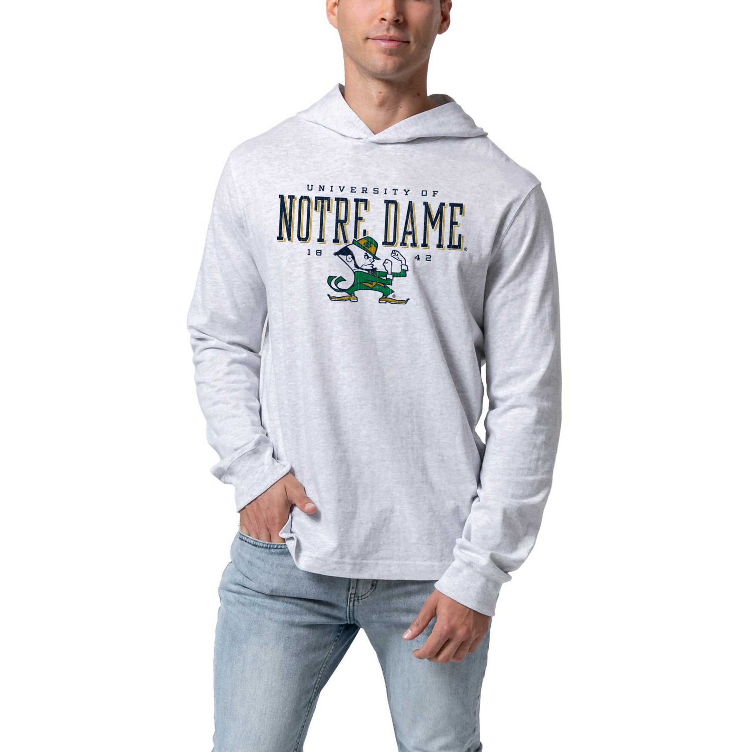 League Collegiate Wear Notre Dame Fighting Irish Team Stack Tumble Long Sleeve Hooded T-Shirt - view number 4