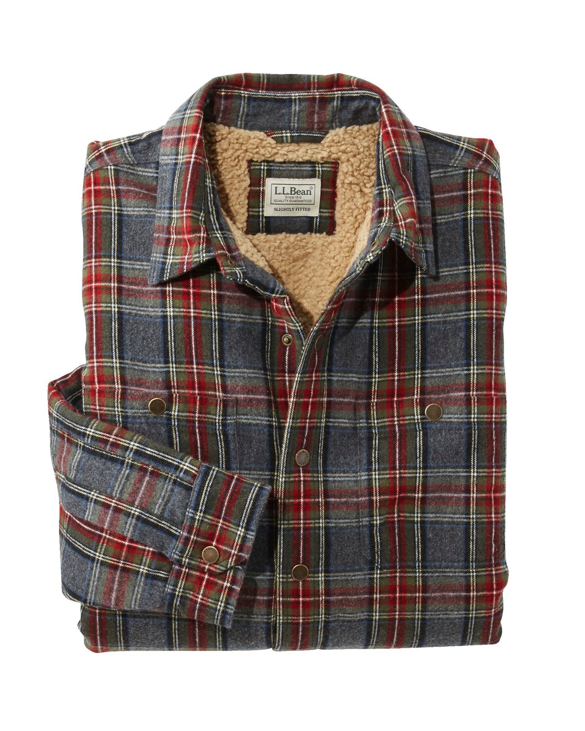 L.L. Bean Men's Sherpa Lined Scotch Plaid Long Sleeve Flannel Shirt - view number 3