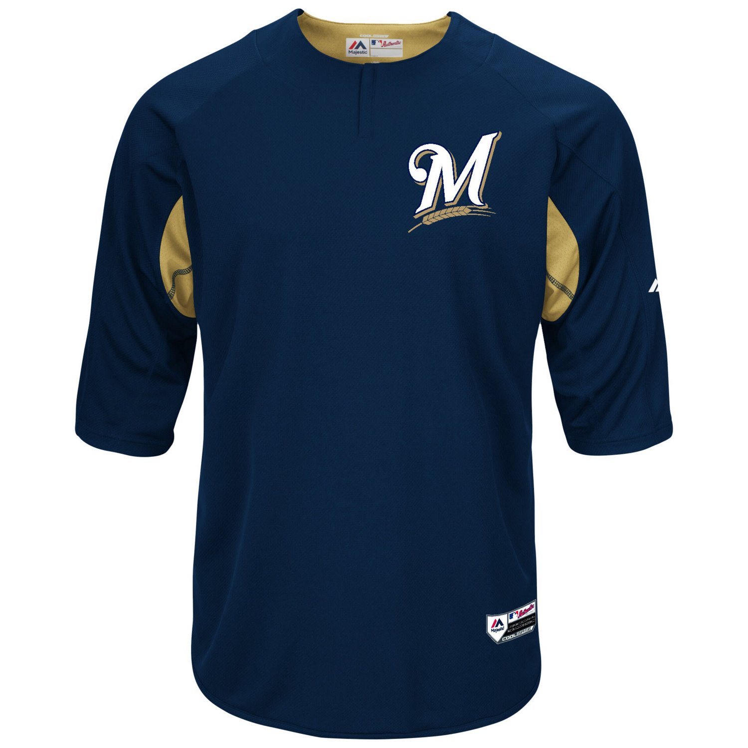 Majestic Gold Milwaukee Brewers Authentic Collection On-Field 3 4-Sleeve Batting Practice Jersey - view number 2