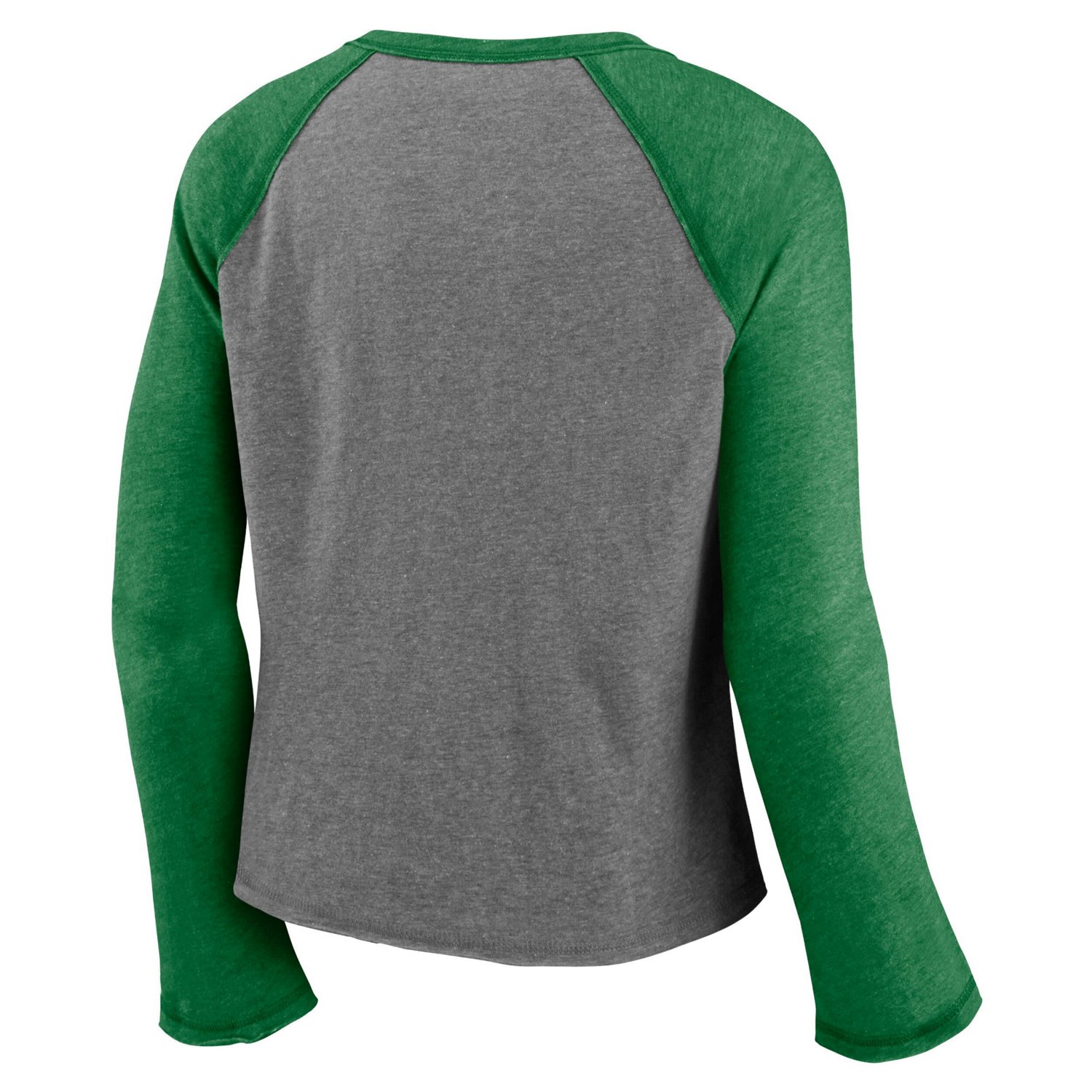 Majestic Heathered Gray/Heathered Oregon Ducks Competitive Edge Cropped Raglan Long Sleeve T-Shirt                               - view number 3