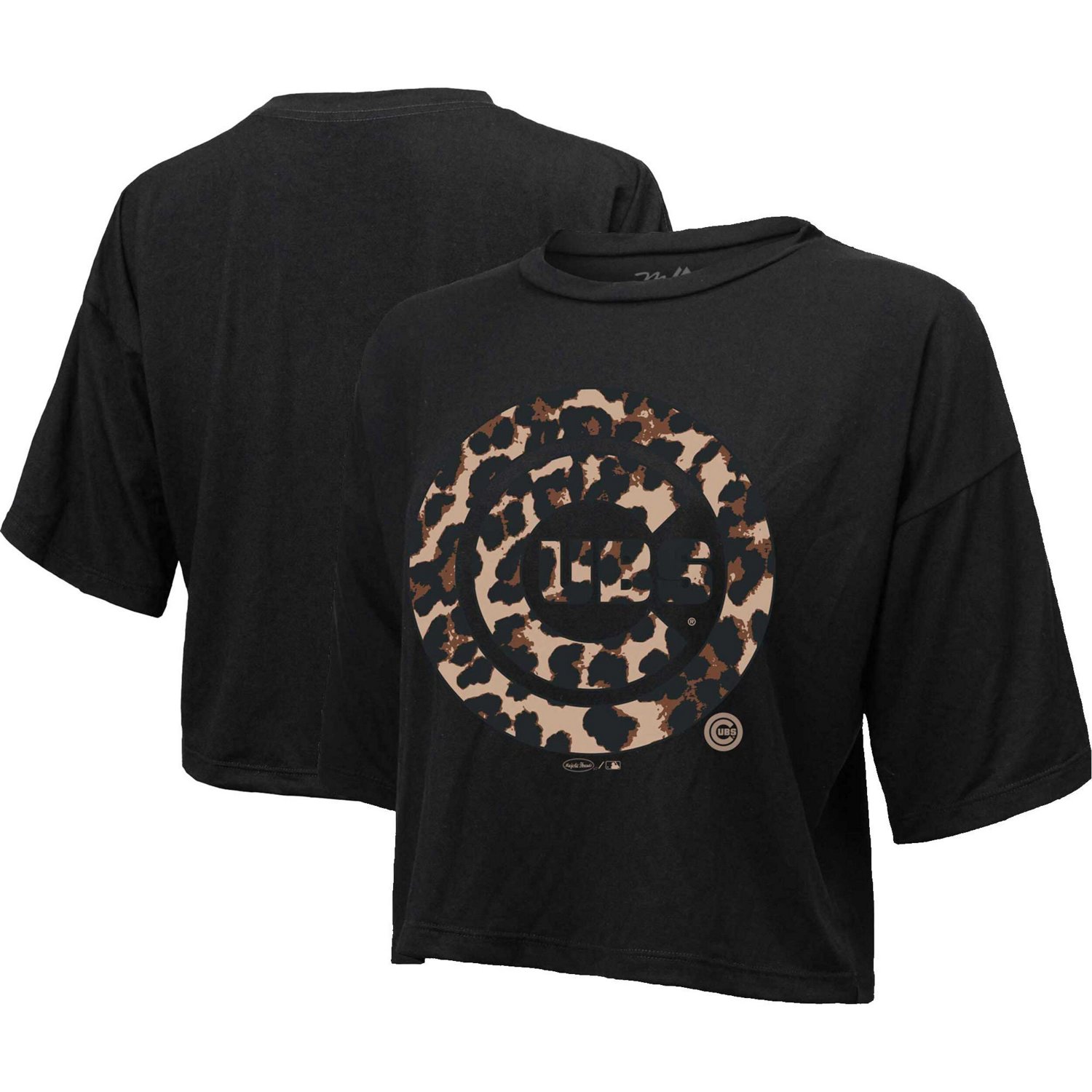 Majestic Threads Chicago Cubs Leopard Cropped T-Shirt