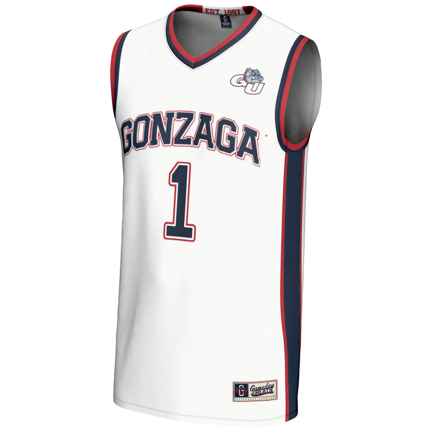 Male GameDay Greats 1 Gonzaga Bulldogs Lightweight Basketball Jersey - view number 2